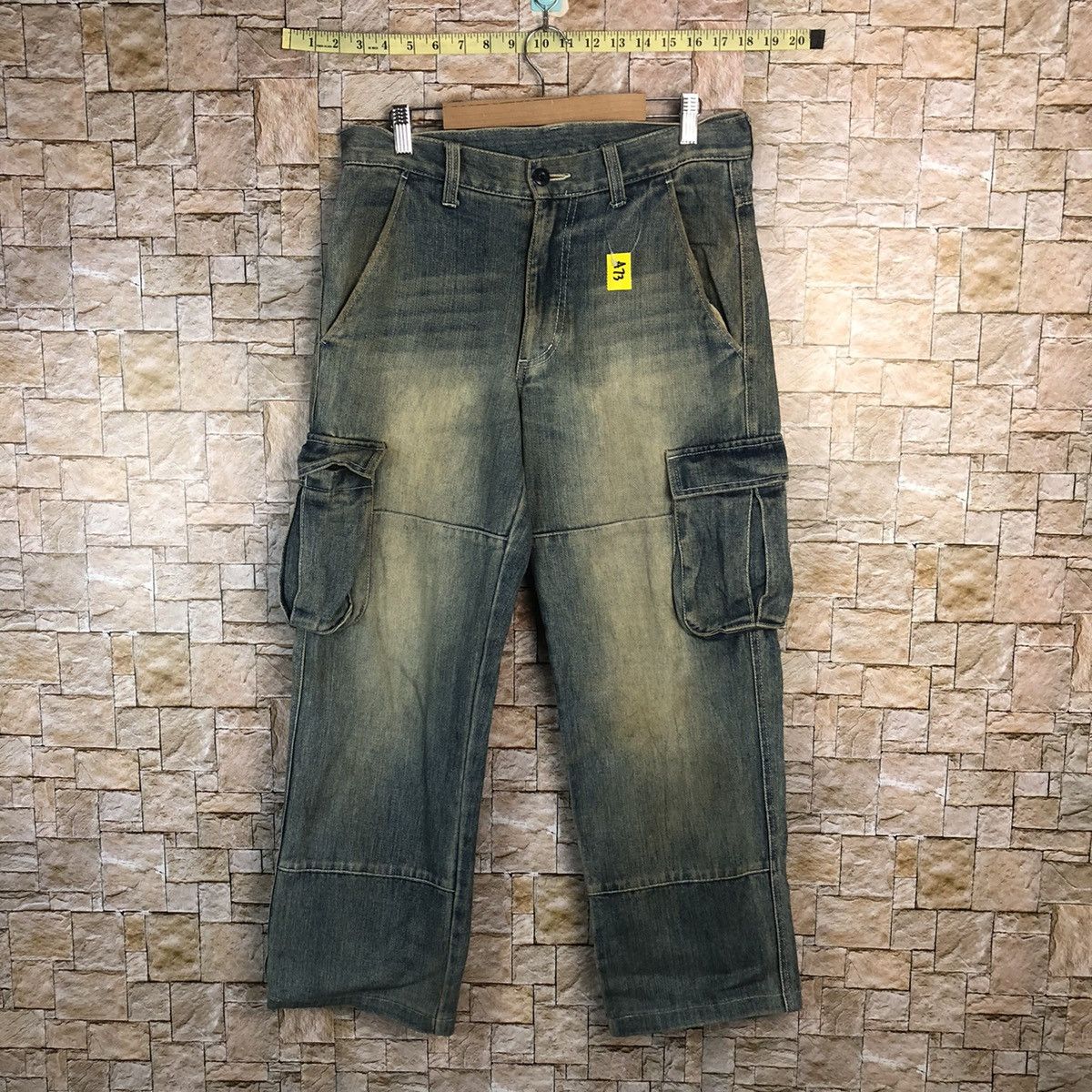 Japanese Brand Japan double knee vtg Denim faded Multipocket Pants #A73 Size US 31 - 1 Thumbnail