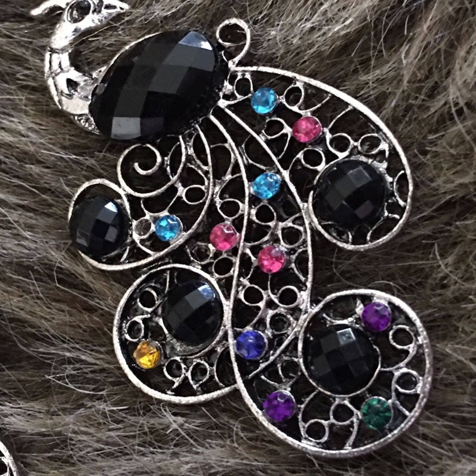 Jewelry Multi tone rhinestone peacock fish hook earrings Size ONE SIZE - 2 Thumbnail