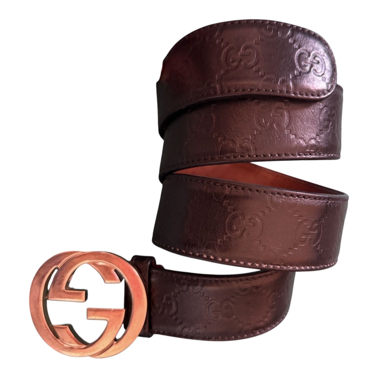 Gucci Gucci gg supreme leather belt embossed logo gold buckle Size 32 - 3 Thumbnail