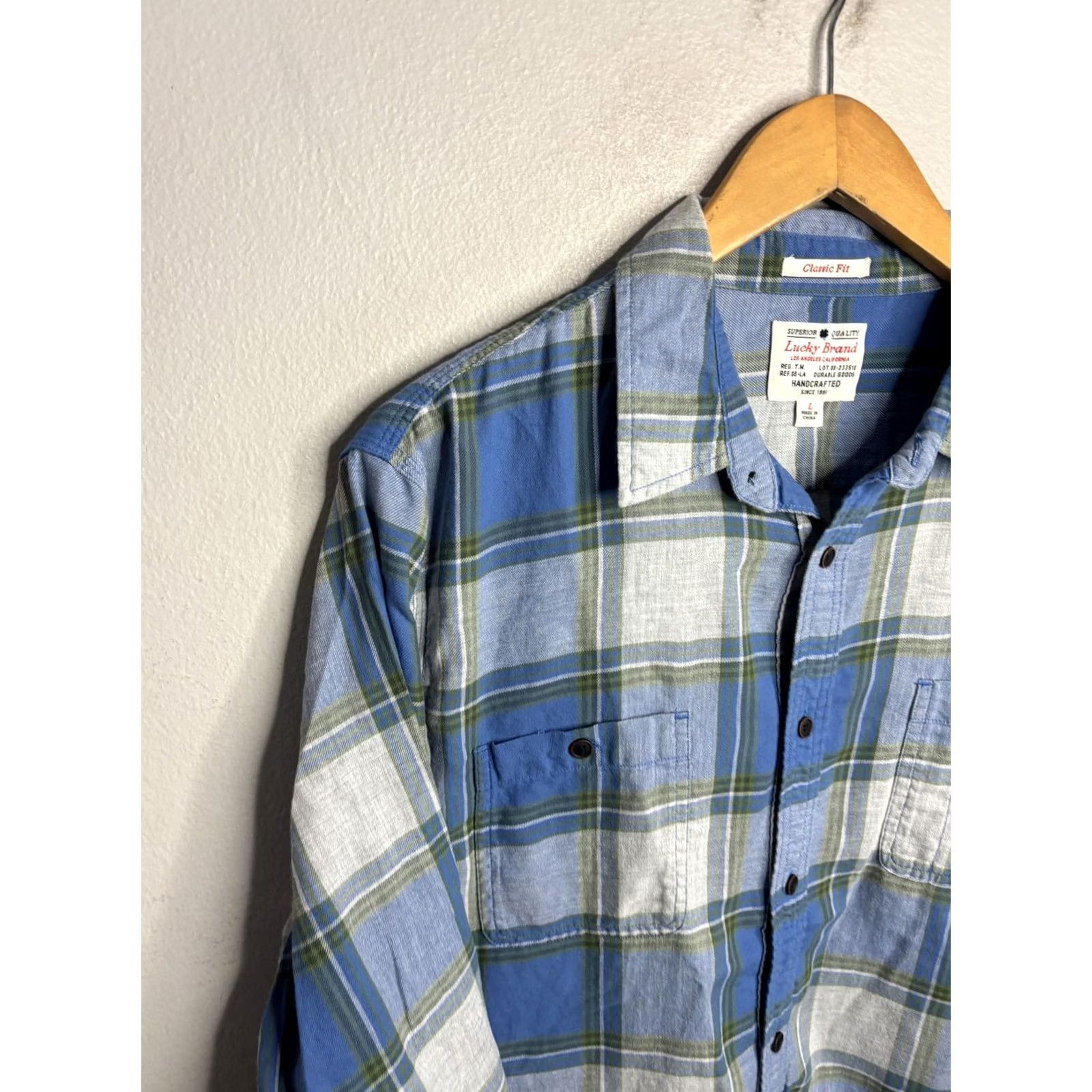 Lucky Brand Lucky Brand Shirt Mens Large Blue Plaid Classic Fit Button Front Casual Size US L / EU 52-54 / 3 - 2 Thumbnail