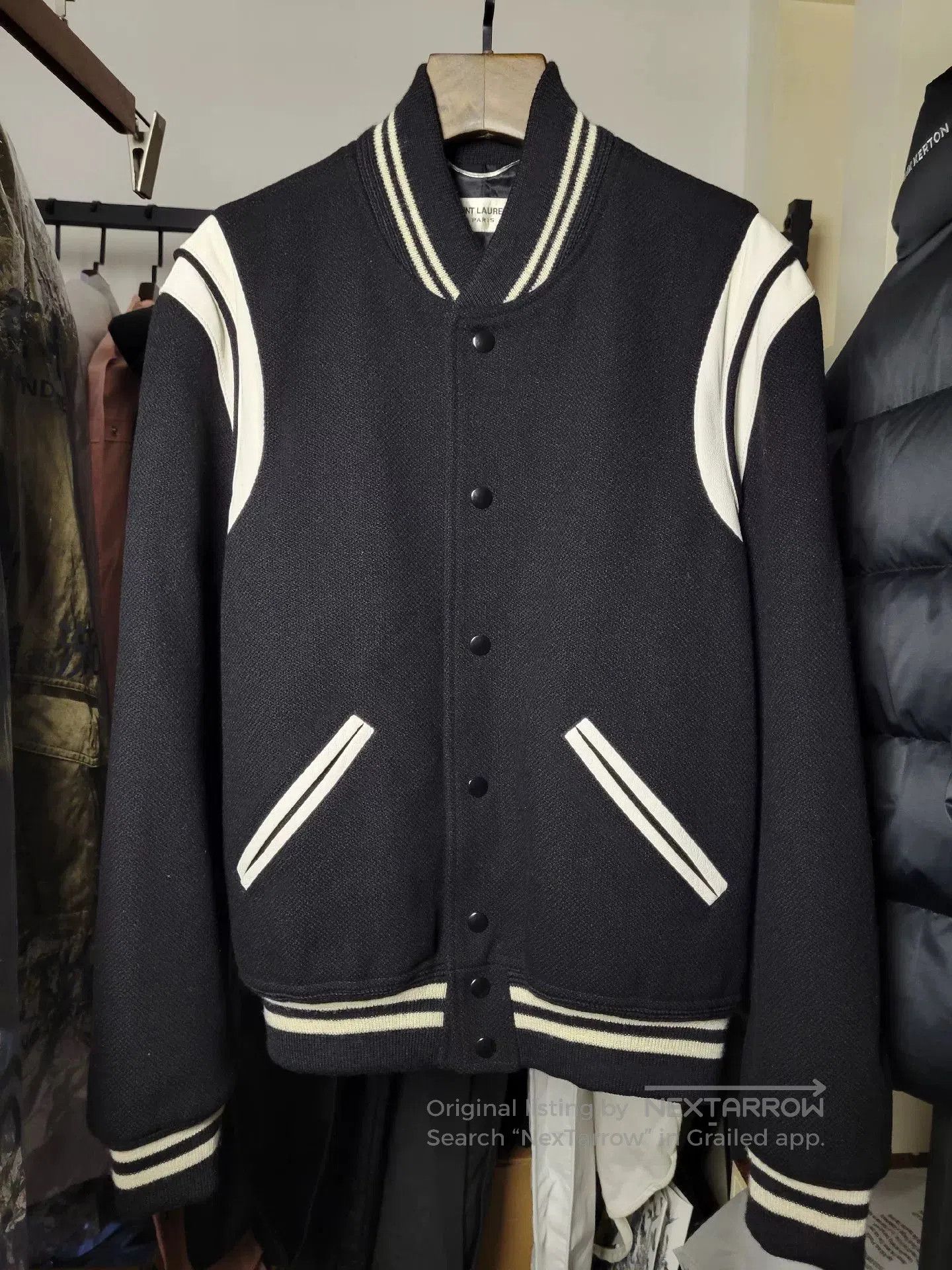 Saint Laurent Paris Saint Laurent Black and White Baseball Jacket. Size US M / EU 48-50 / 2 - 1 Thumbnail
