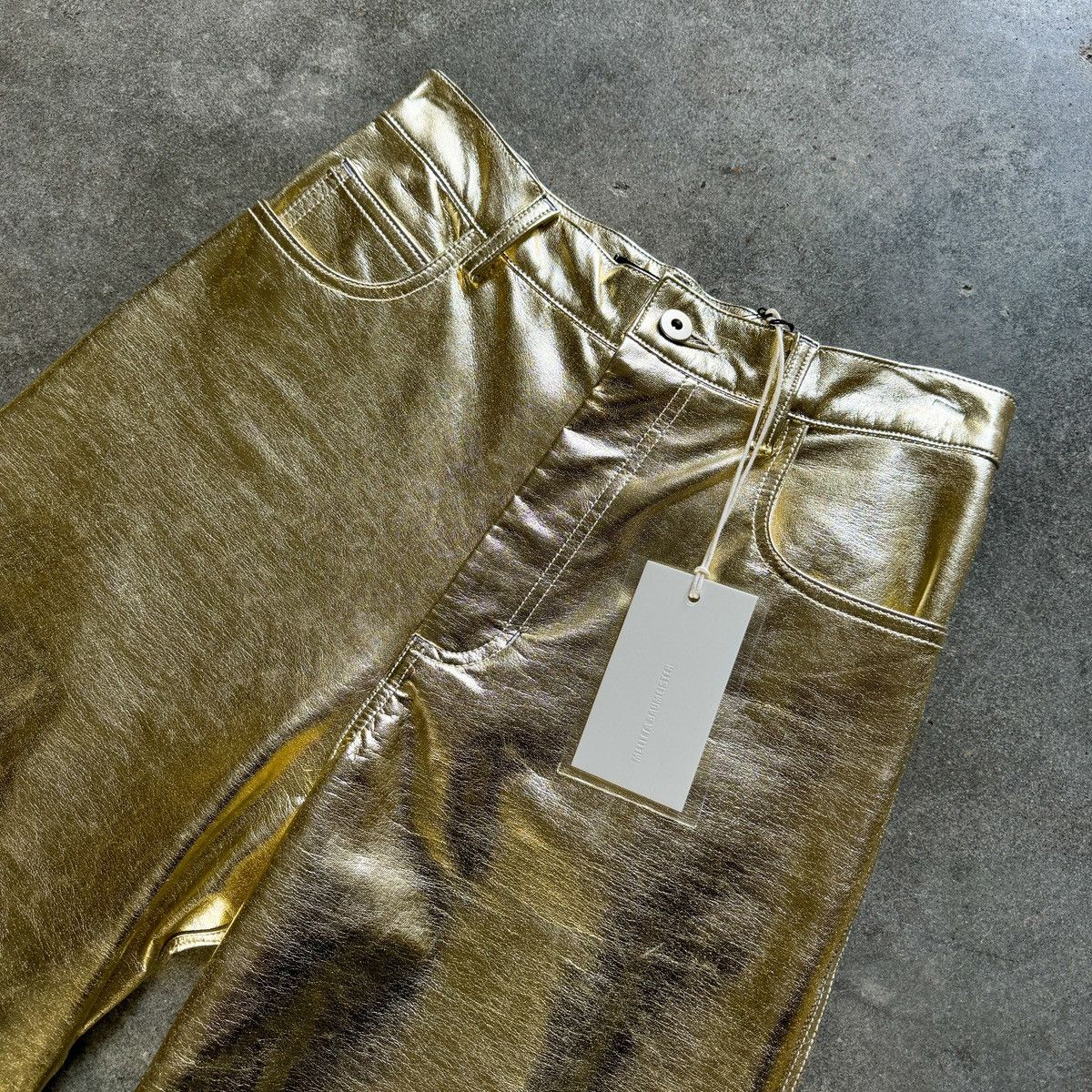 Melitta Baumeister Melitta Baumeister Gold Laminated Denim Pants Size US 29 - 2 Thumbnail