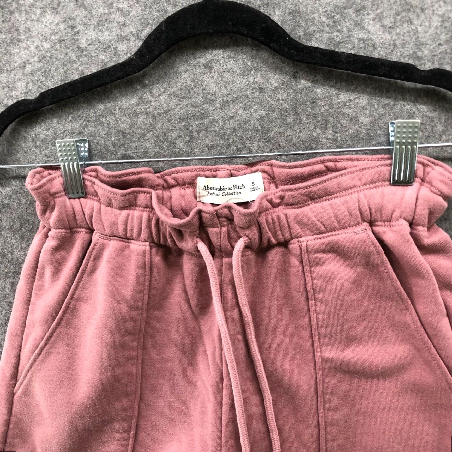 Abercrombie & Fitch Abercrombie & Fitch Pink Sweat Shorts Womens S High Rise Drawstring Casual Summer Fleece Size 28" / US 6 / IT 42 - 3 Thumbnail