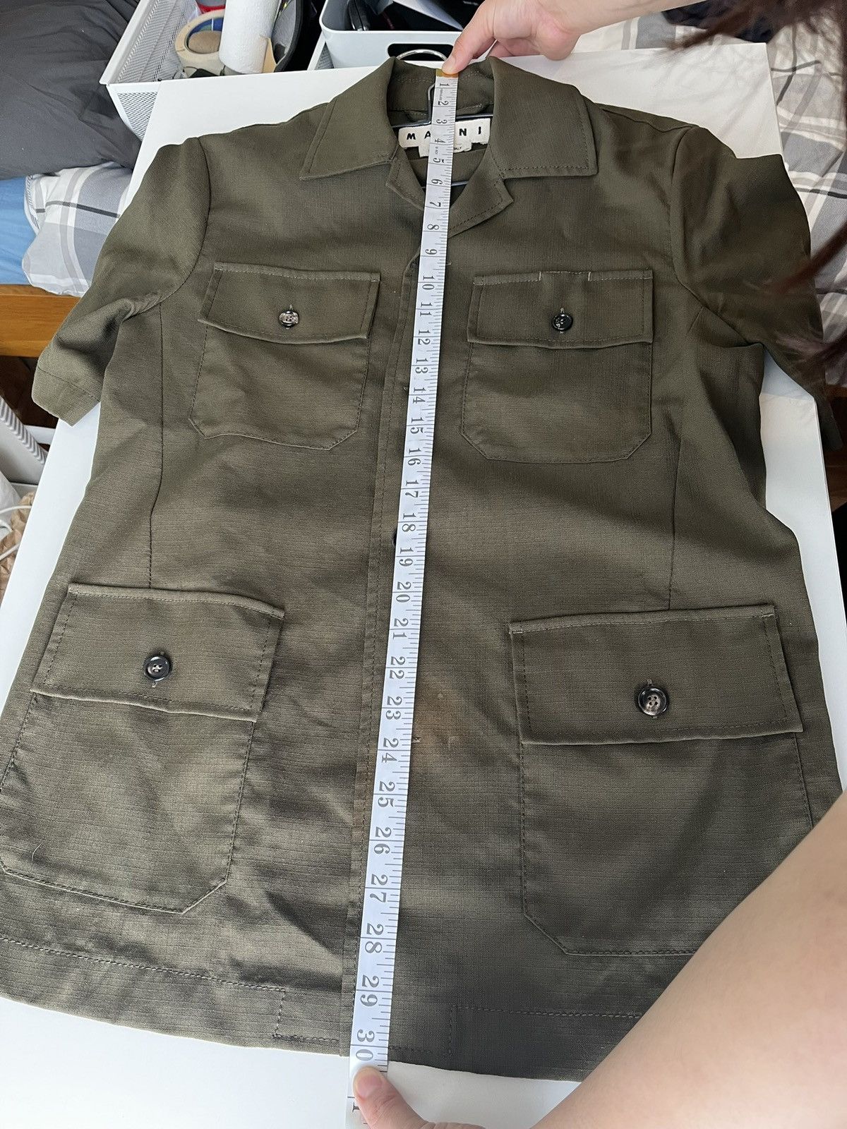 Marni Marni Olive Virgin Wool Ripstop Utility Shirt 48 Italy Size US S / EU 44-46 / 1 - 13 Thumbnail