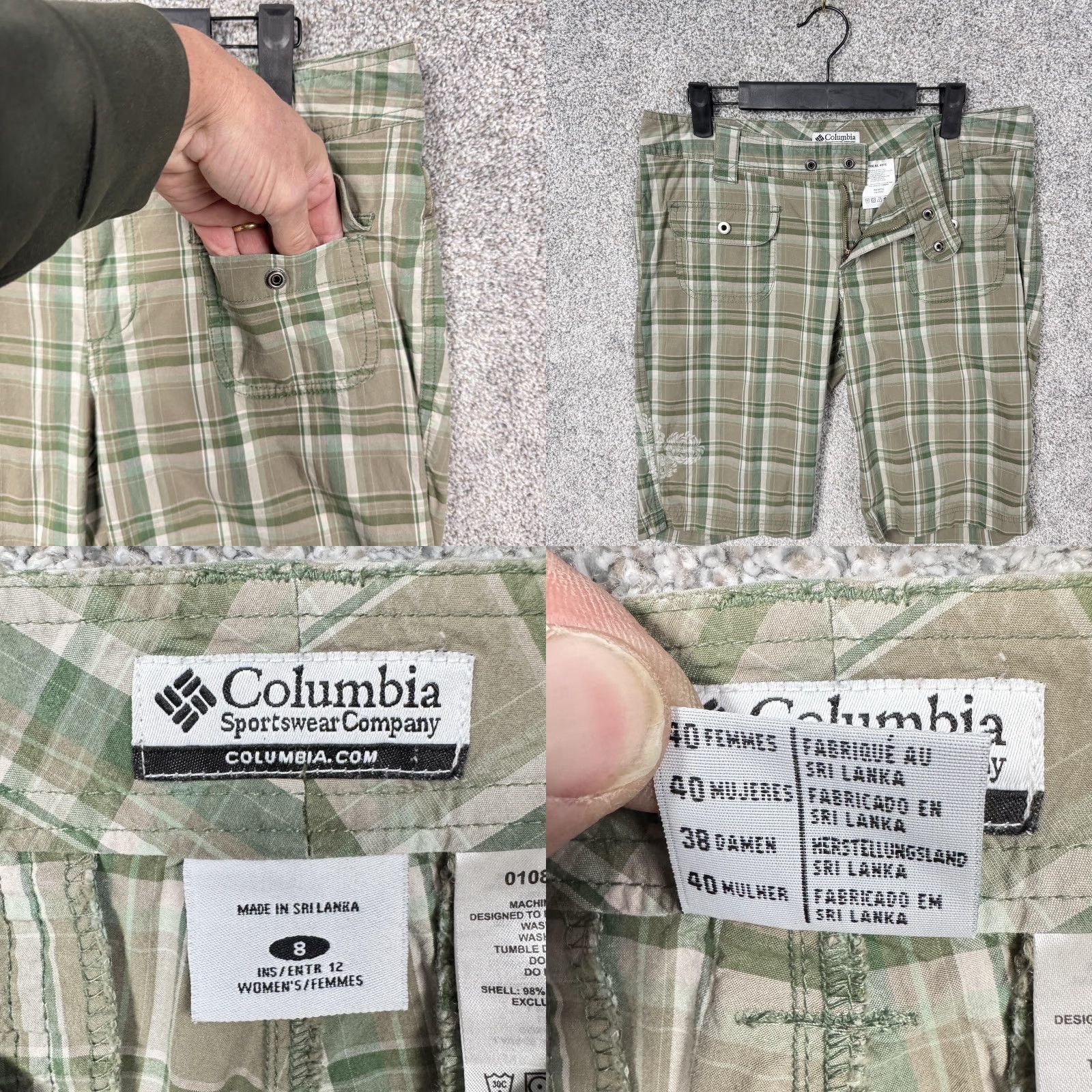 Vintage Columbia Bermuda Shorts 8 Green Tan Plaid Women Adult Casual Walking 9 Inseam 33 in Waist Cotton Spandex Plaid Pattern Womens Size 30" / US 8 / IT 44 - 8 Thumbnail