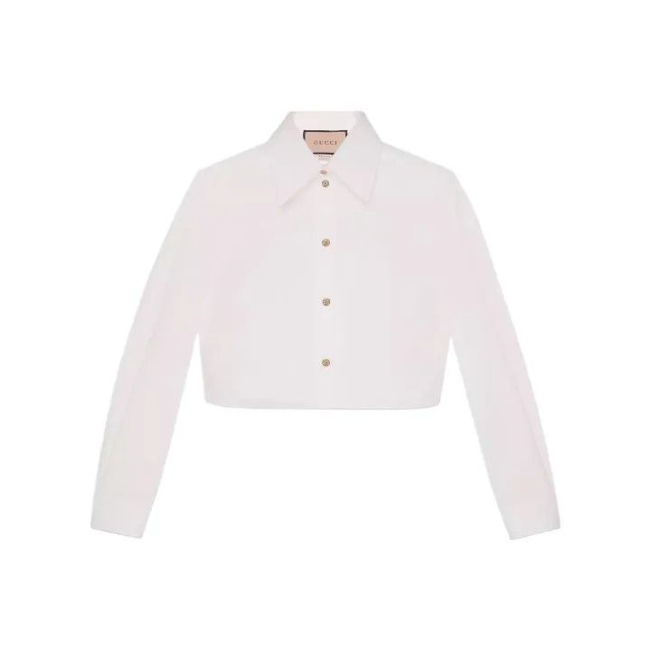 Gucci Love Parade White Cropped Long Sleeve Shirt
