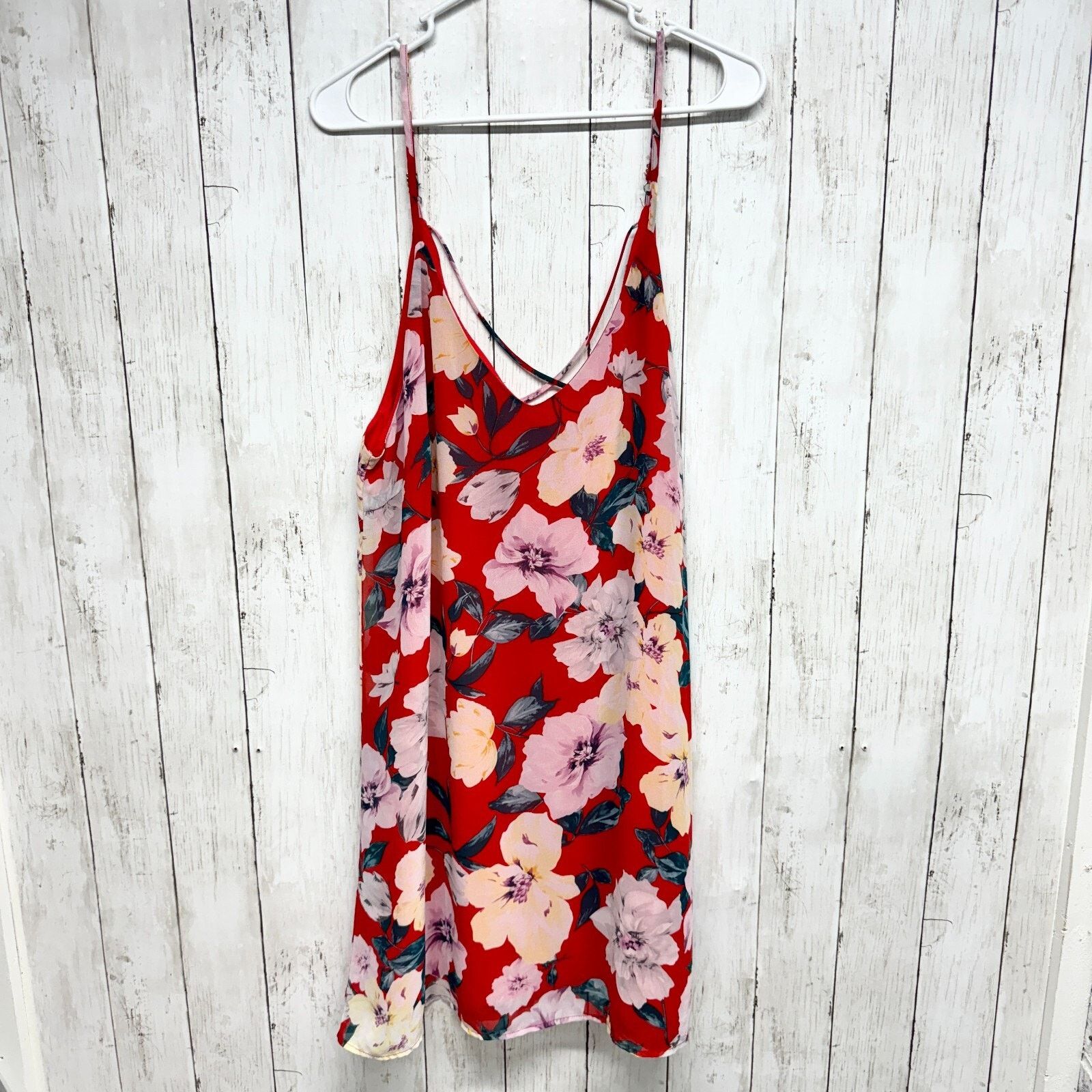 Other Lulus Dress XL Red Floral V-Neck & Back Spaghetti Strap Mini Size XL / US 12-14 / IT 48-50 - 1 Thumbnail