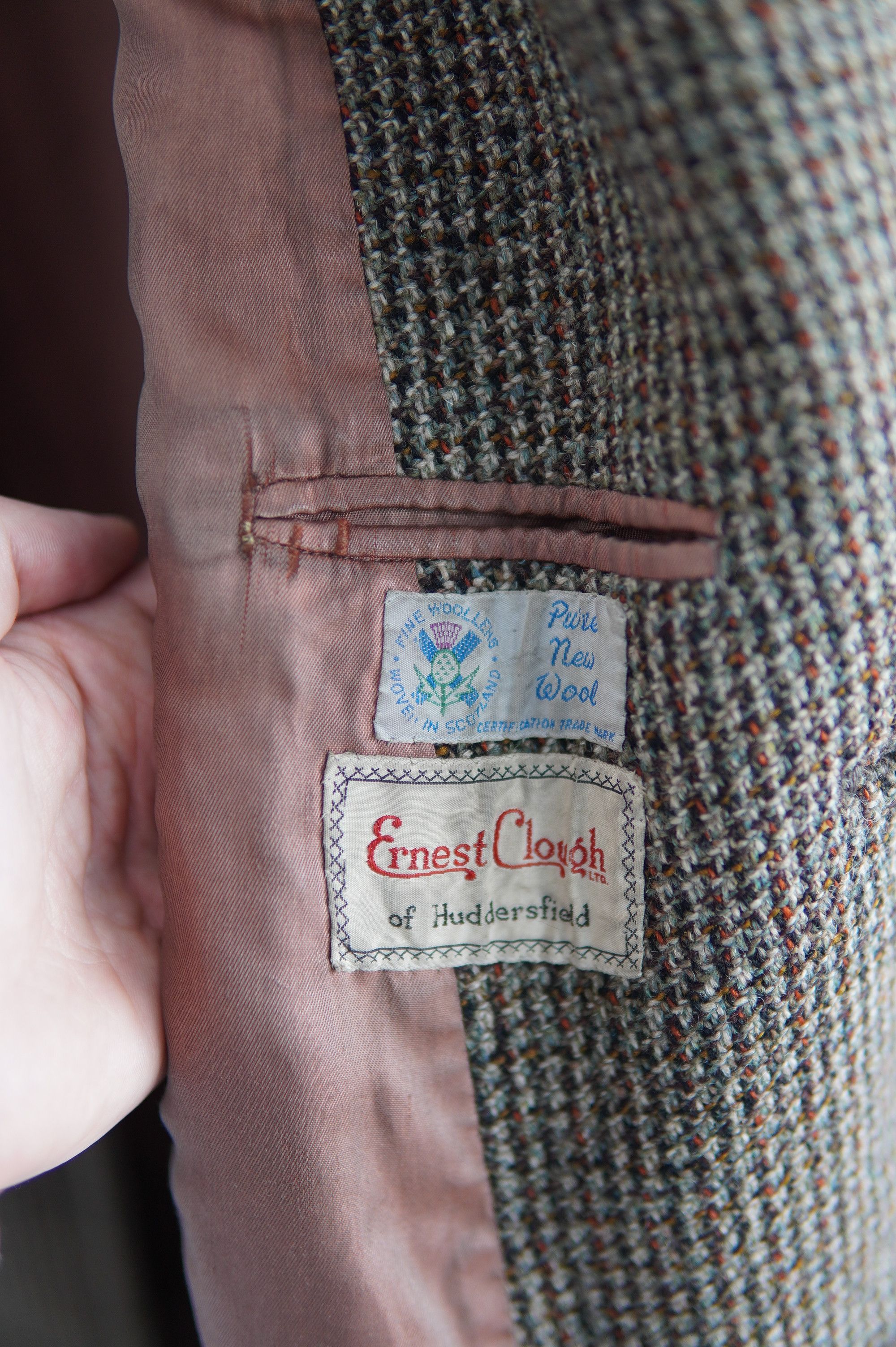 Vintage Heavy Ernest Clough Scotish Tweed Coat in Brown, Men's (Size M) — image 6 of 6