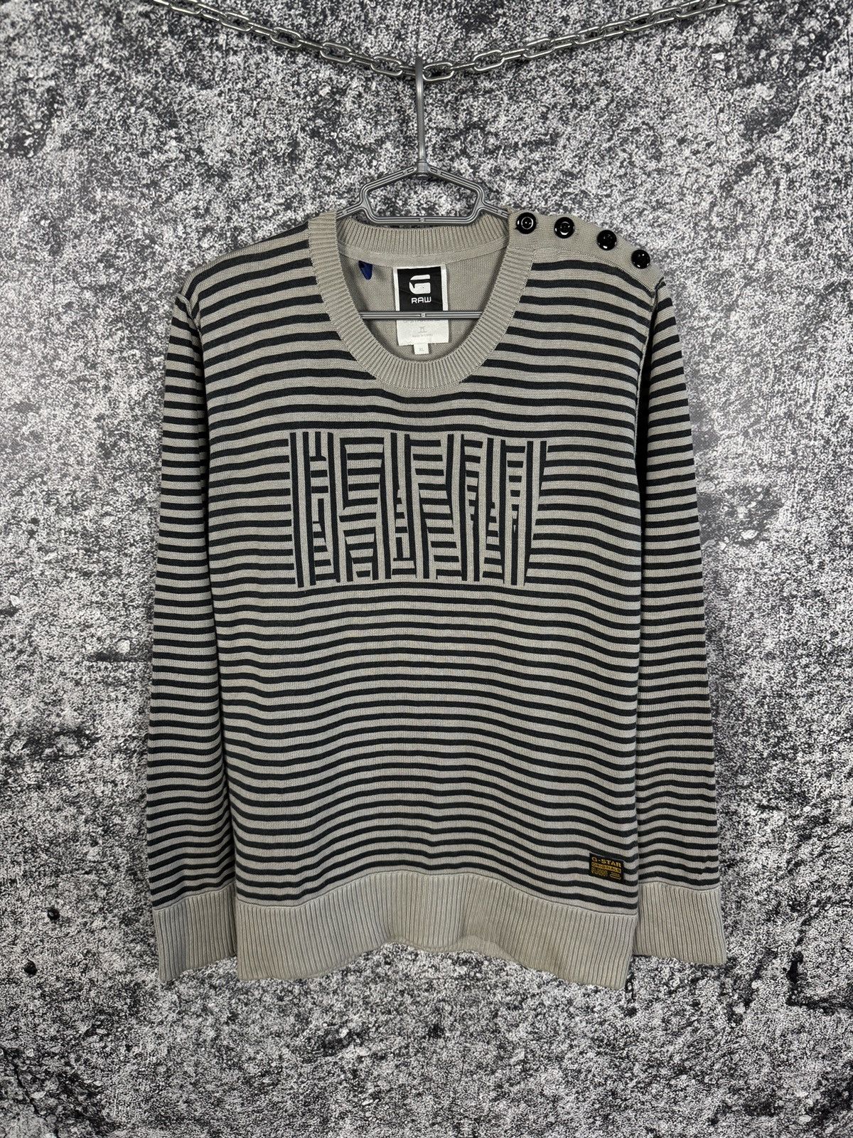 G-Star G-Star Raw Nelson R Knit L/S Striped Sweatshirt Pullover XL Size US XL / EU 56 / 4 - 1 Thumbnail