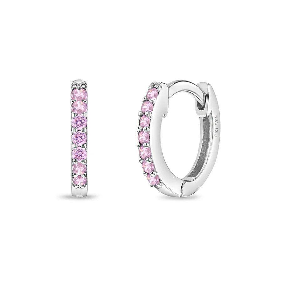 Other Tiny Multi CZ 9mm Pink Earrings - Sterling Silver Size ONE SIZE - 1 Thumbnail