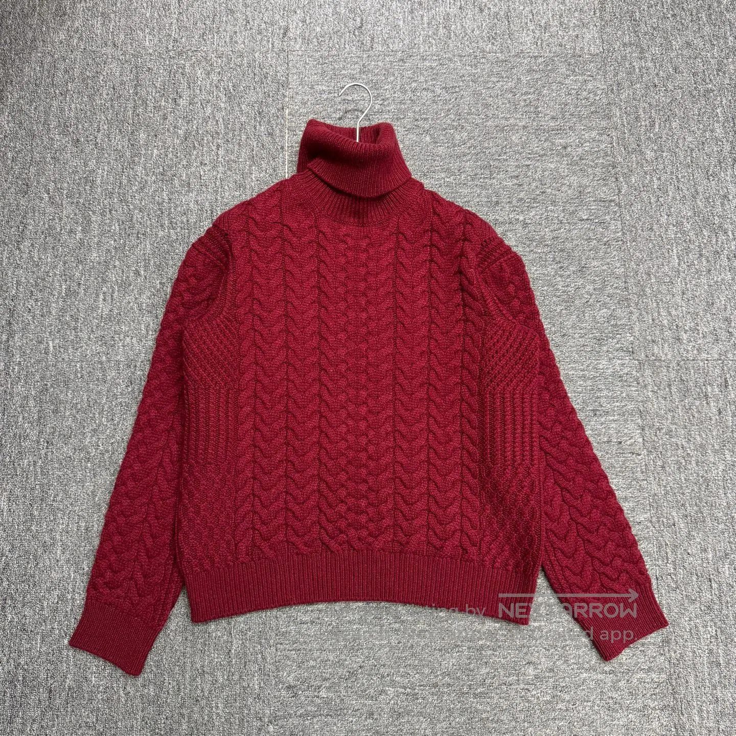 Loro Piana Red Cable Knit Turtleneck Sweater - Size S. Size US S / EU 44-46 / 1 - 1 Thumbnail
