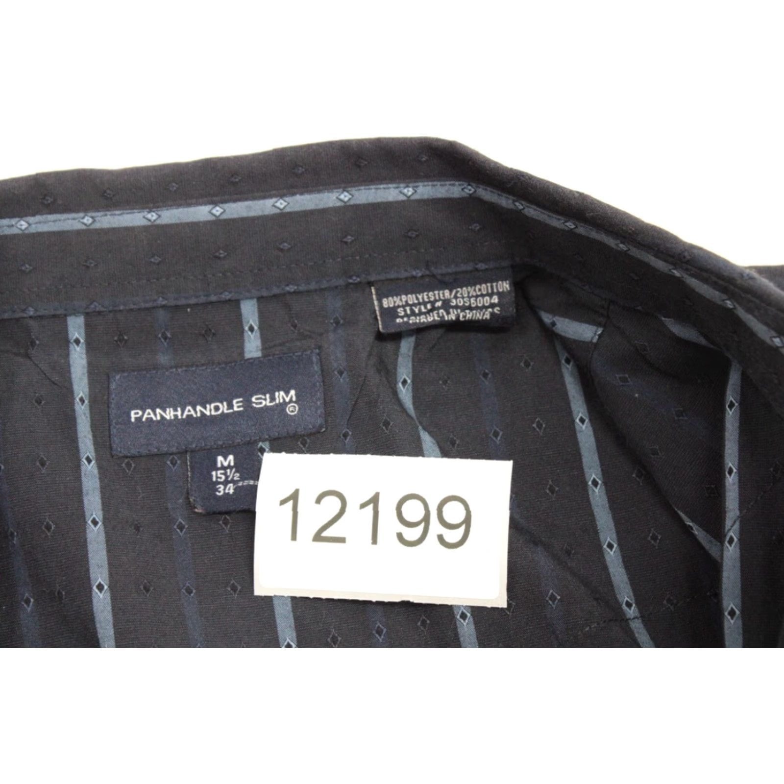 Vintage Panhandle Slim Shirt Mens Medium Blue Striped Diamond Print Pearl Snap Western Size US M / EU 48-50 / 2 - 8 Thumbnail