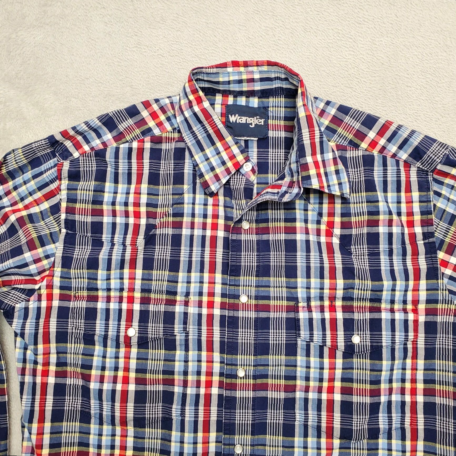 Wrangler Wrangler Shirt Men M Blue Red Plaid Pearl Snap Long Sleeve Western Casual Shirt Size US M / EU 48-50 / 2 - 2 Thumbnail
