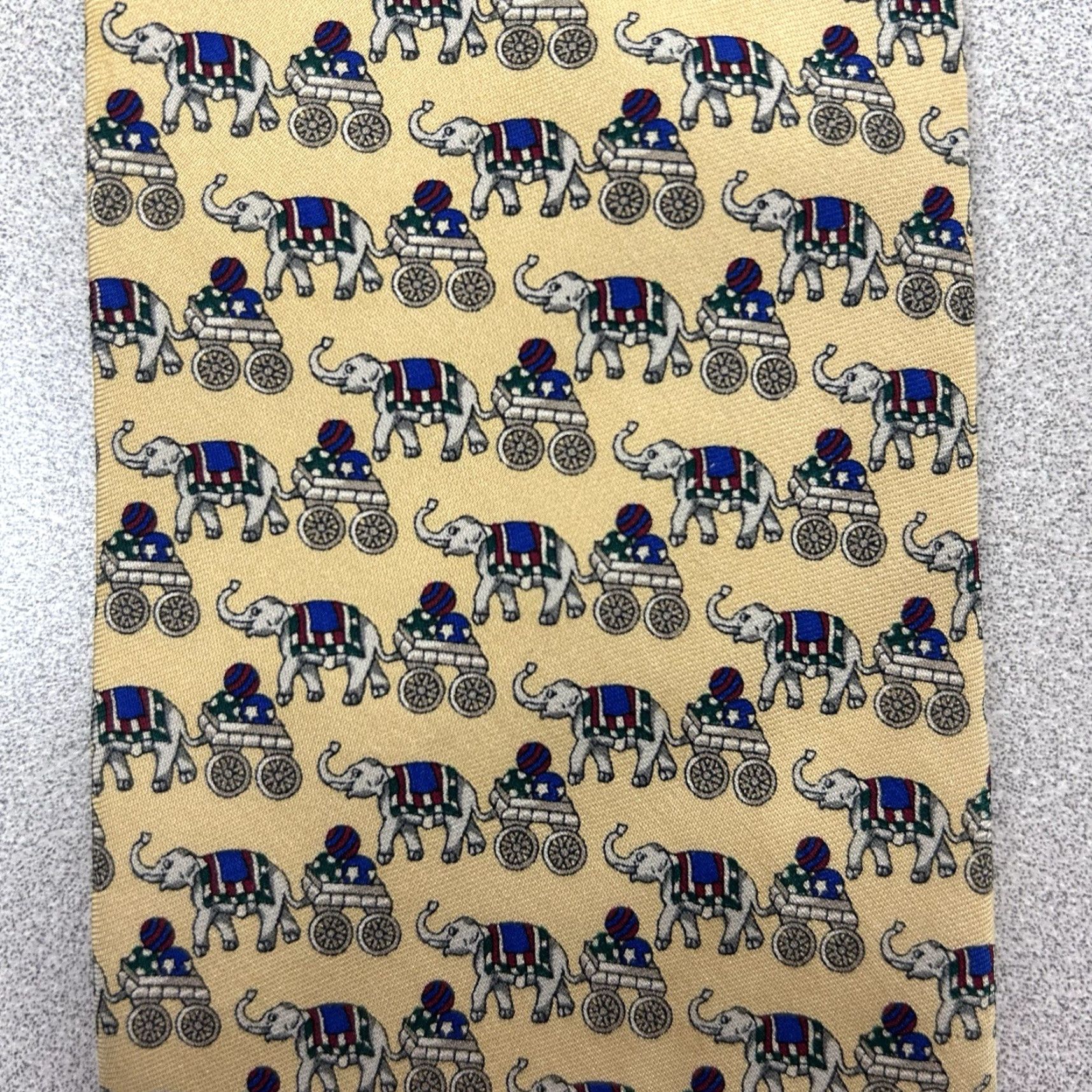 Vintage VINTAGE Brooks Basics Elephant Yellow Silk 59” Neck Tie Men Silk Yellow 59” Neck Tie Animal Elephant Made In USA Mens Size ONE SIZE - 3 Thumbnail