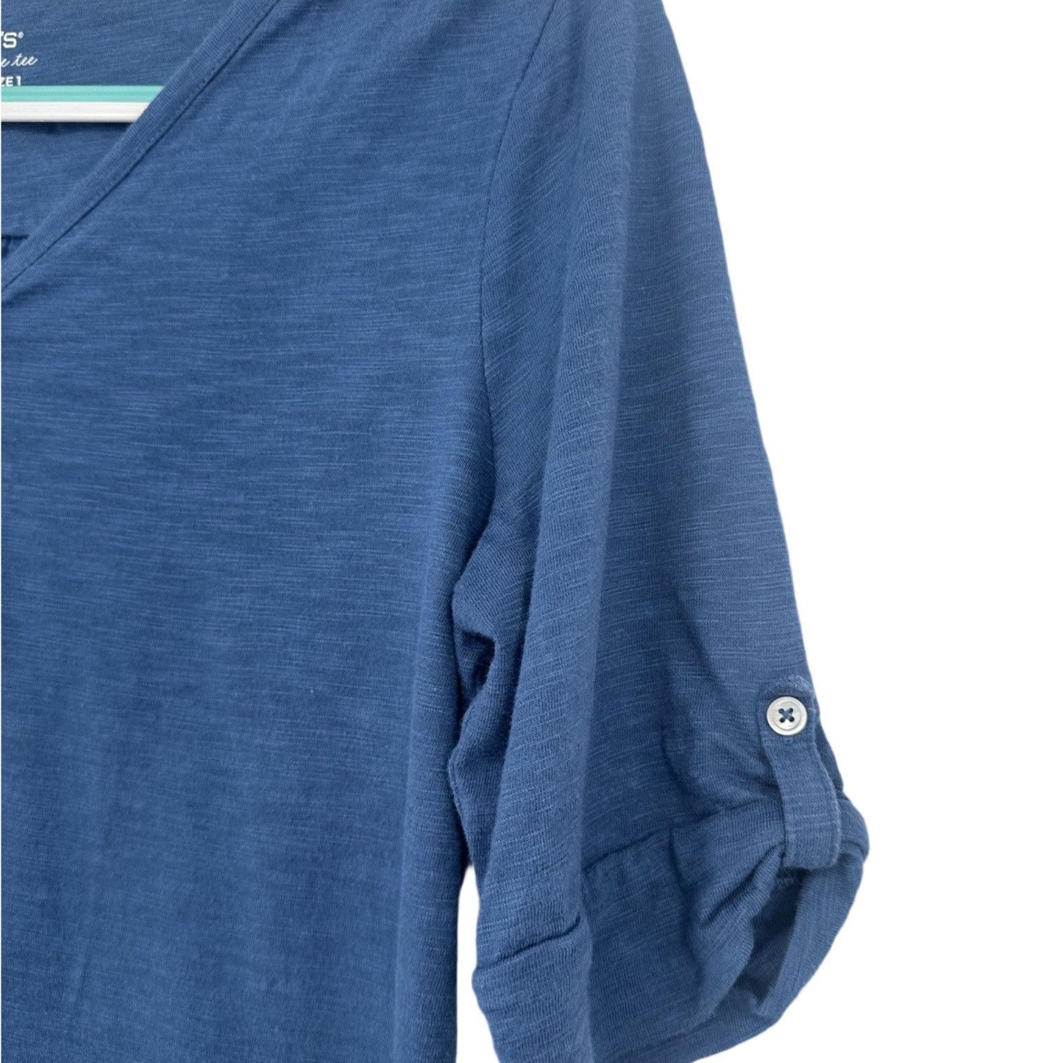Chicos Chico's Women’s Blue 3/4 Sleeve Ultimate Tee Button Up Size Size M / US 6-8 / IT 42-44 - 6 Thumbnail