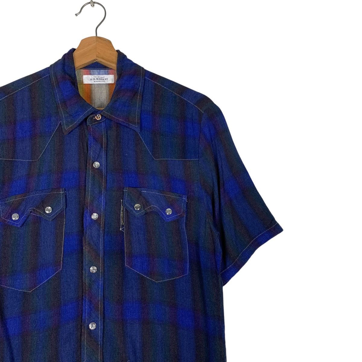 HOLLYWOOD RANCH MARKET H.R.MARKET Tartan Short Sleeve Western Shirt #1419-C64 Size US S / EU 44-46 / 1 - 5 Thumbnail