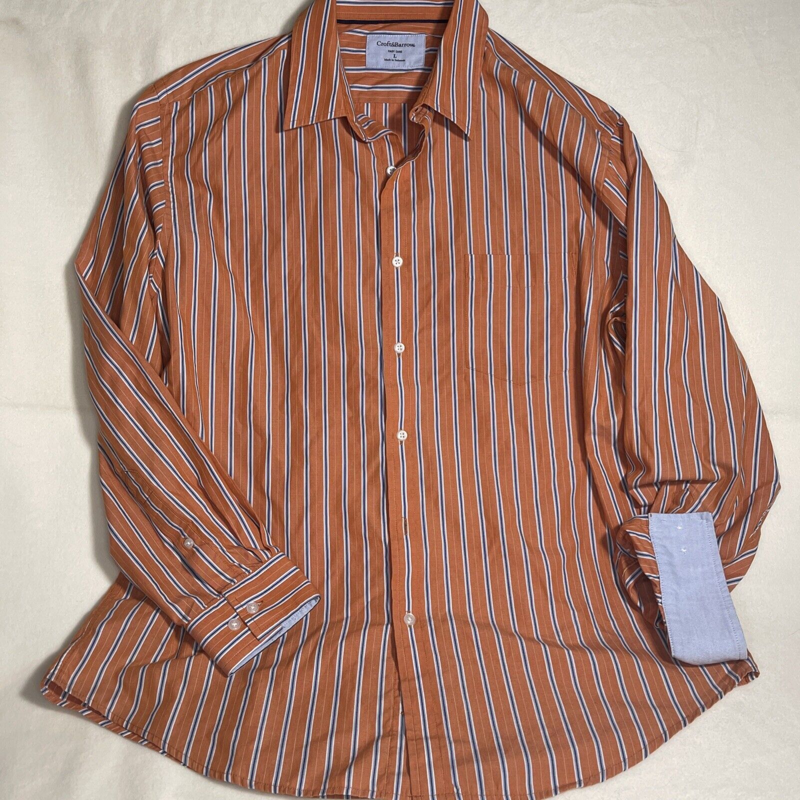 Croft & Barrow Croft and Barrow Men's L Shirt Orange, Blue Button Dwn Size US L / EU 52-54 / 3 - 1 Thumbnail