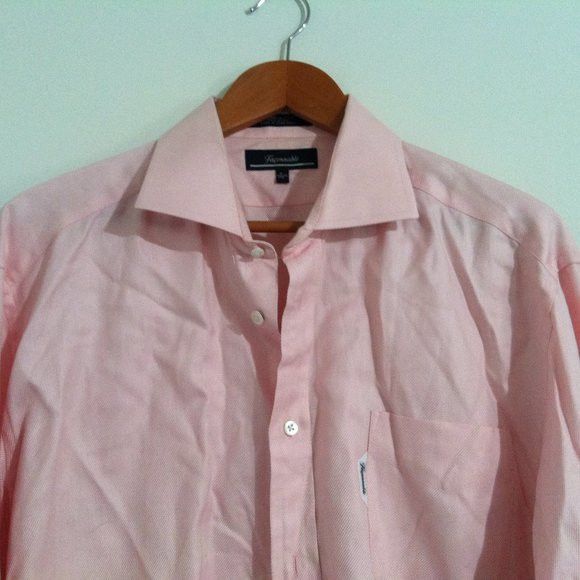 Faconnable FACONNABLE MENS PINK 100%COTTON DRESS SHIRT SIZE: 17.5 Size US XL / EU 56 / 4 - 1 Thumbnail