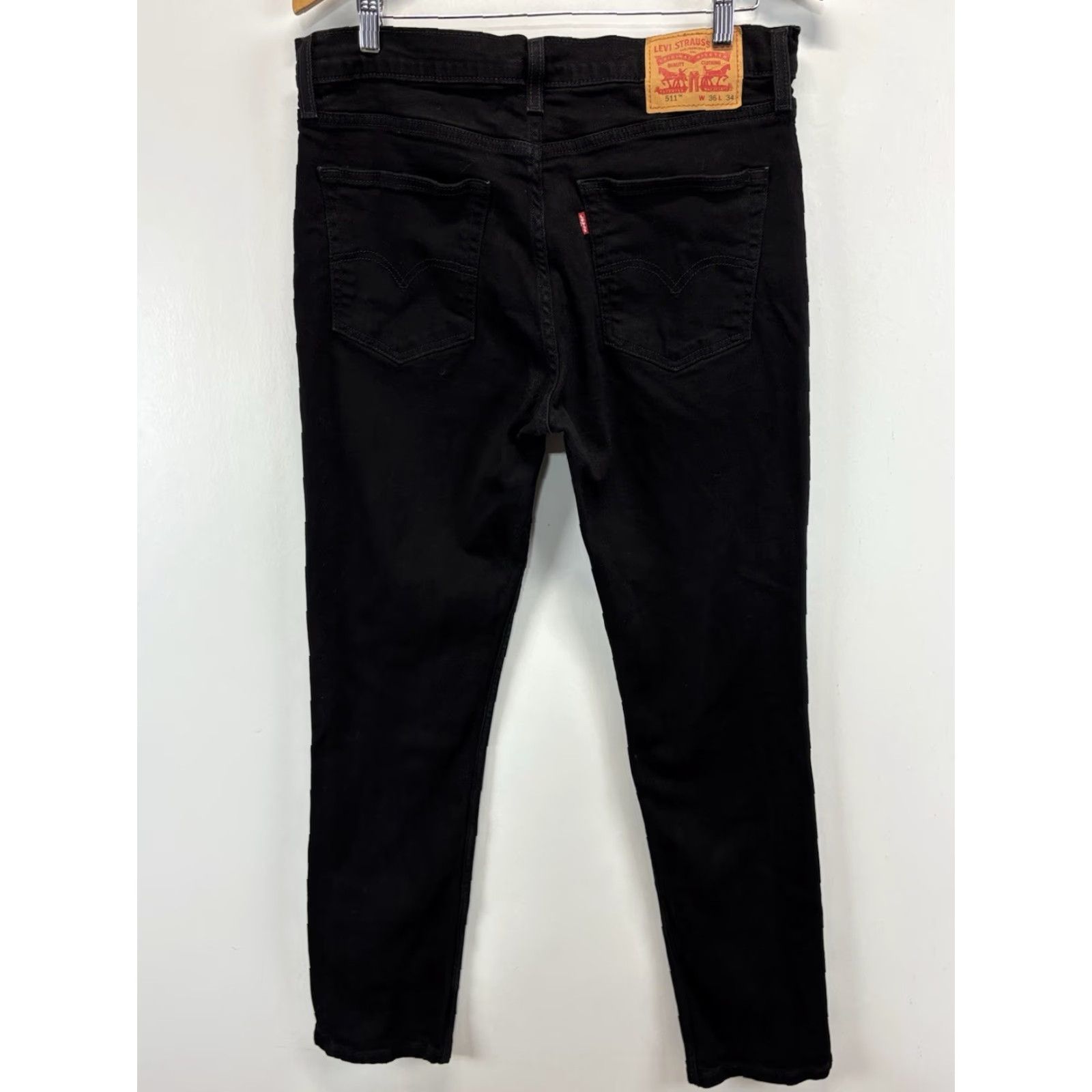 Levi's Levi's 511 Mens Black Denim Jeans Slim Pants 36 x 29 Red Tab City Logo USA Mens Slim Jeans Black Denim Size US 36 / EU 52 - 3 Thumbnail
