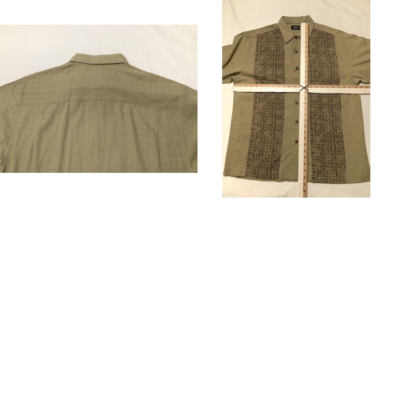 Haggar Haggar Shirt Mens M Beige Silk Geometric Panel Short Sleeve Button Front Size US M / EU 48-50 / 2 - 8 Thumbnail