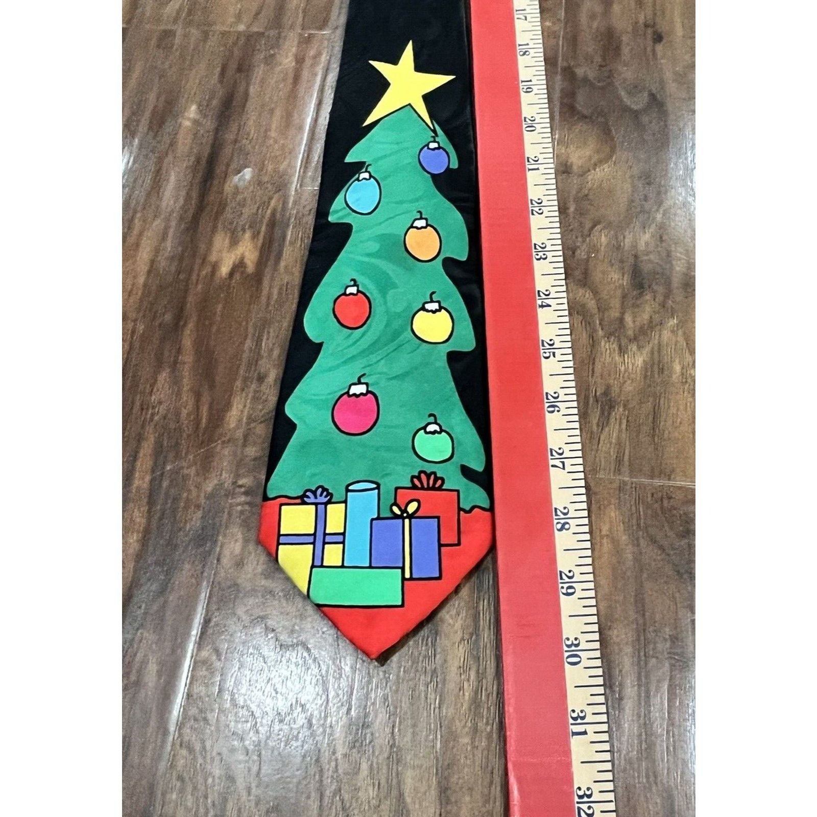 Other Vintage Christmas Necktie Black Christmas Tree big star Size ONE SIZE - 4 Thumbnail