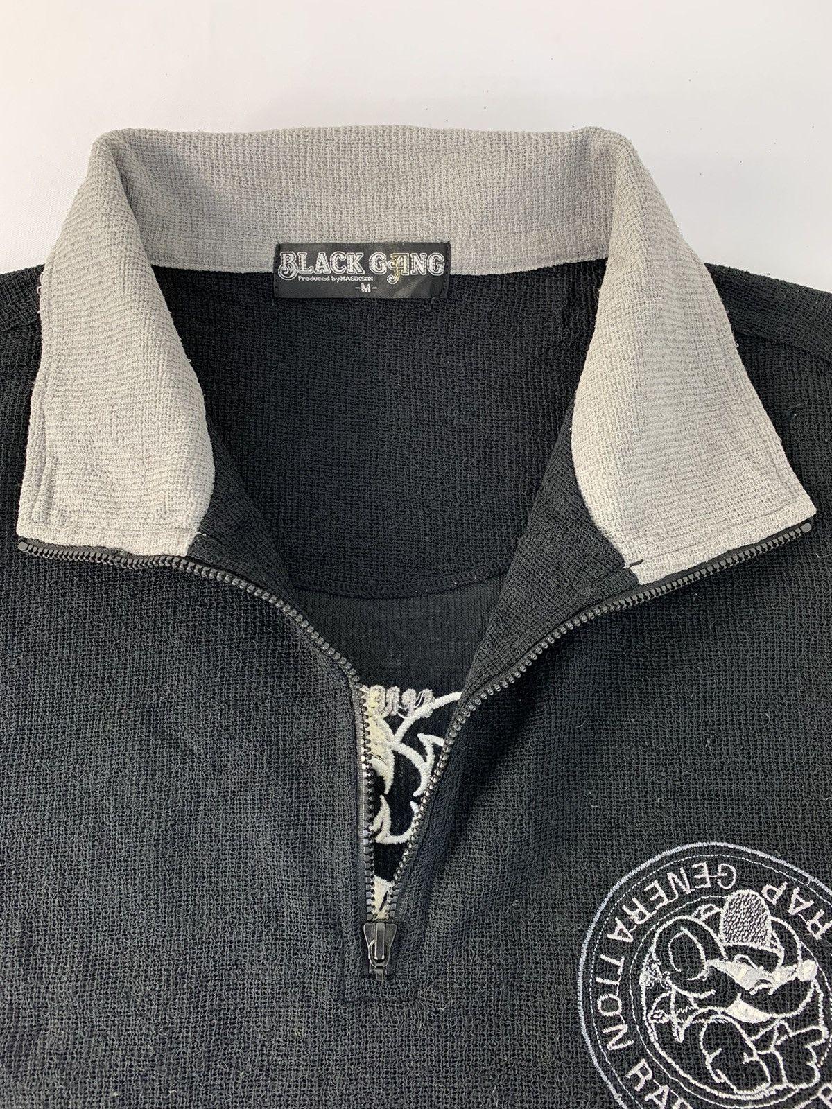 Rap Tees 90s Black Gangs Rap Generation Half Zip Embroidery Logo Size US L / EU 52-54 / 3 - 6 Thumbnail