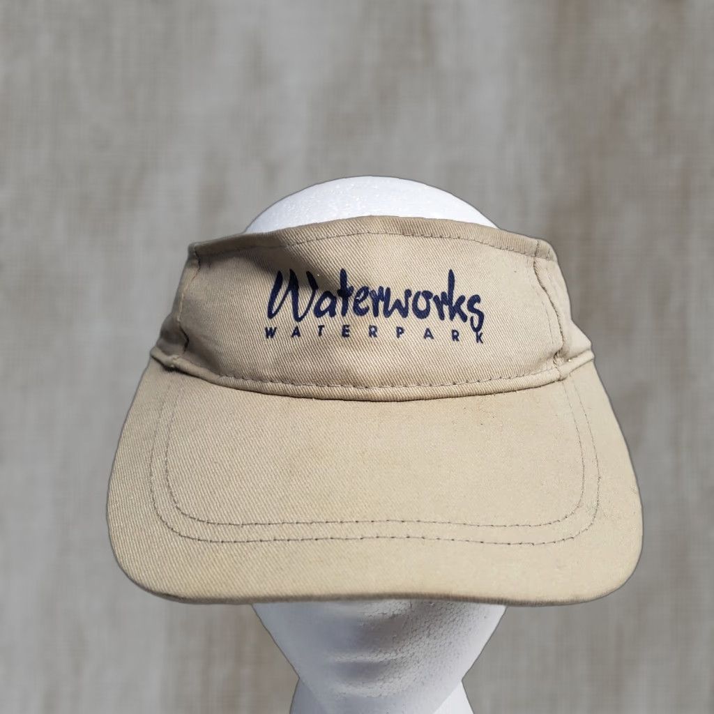 Vintage Waterworks Visor Hat Cap Unisex Adults One Size Adjustable Tan Brown Waterpark Hat Size ONE SIZE - 1 Thumbnail