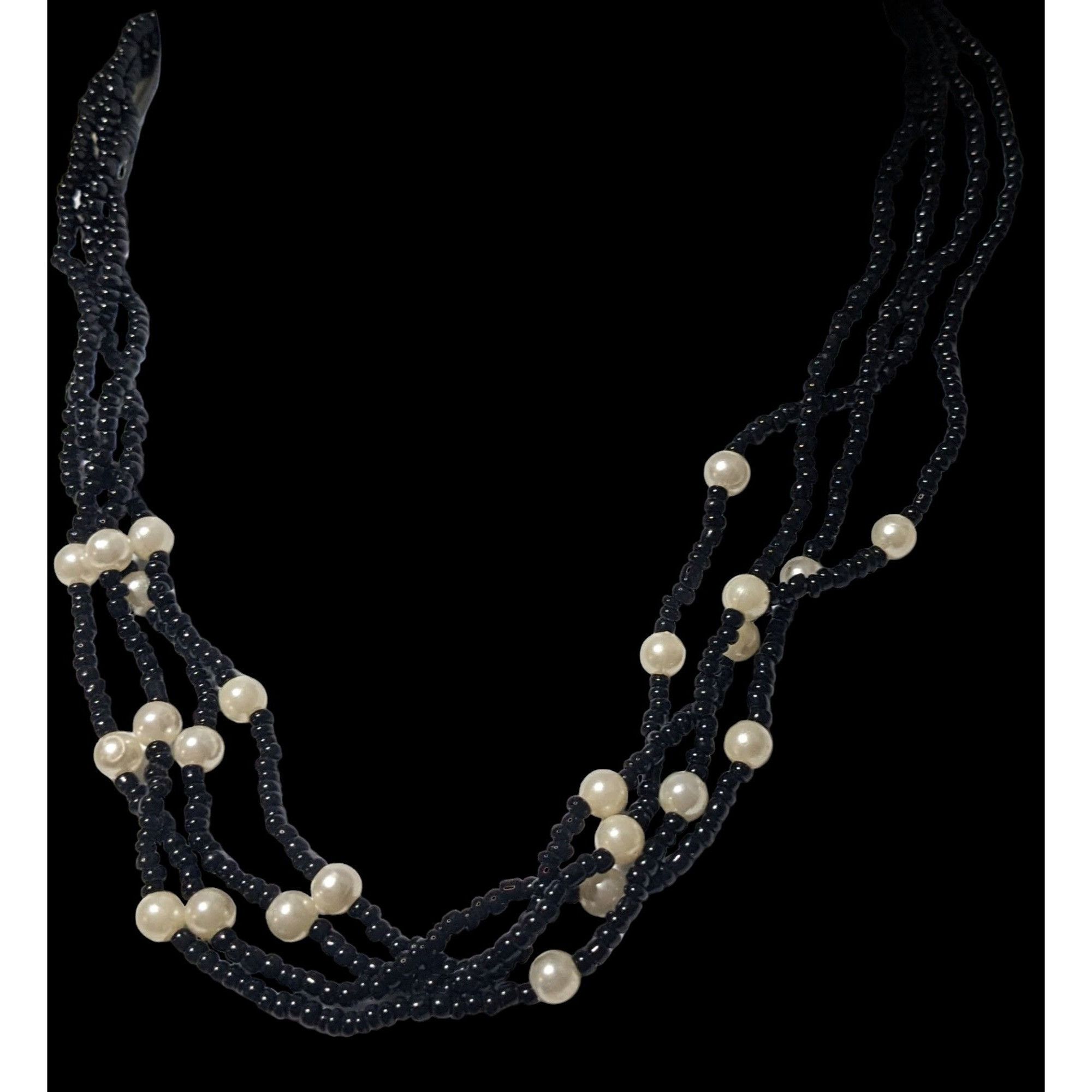 Other Black Glass Pearl Beaded Multilayer Necklace Size ONE SIZE - 4 Thumbnail