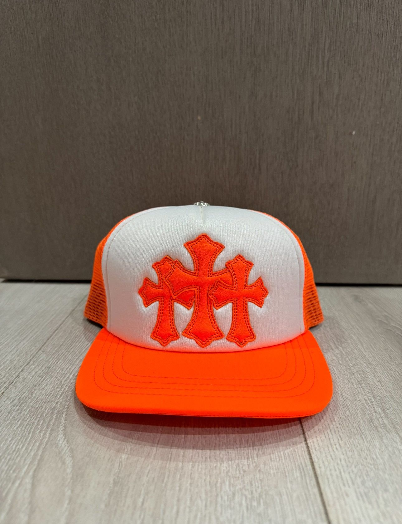 Chrome Hearts CHROME HEARTS CROSS PATCH KING TACO TRUCKER CAP ORANGE |  Grailed