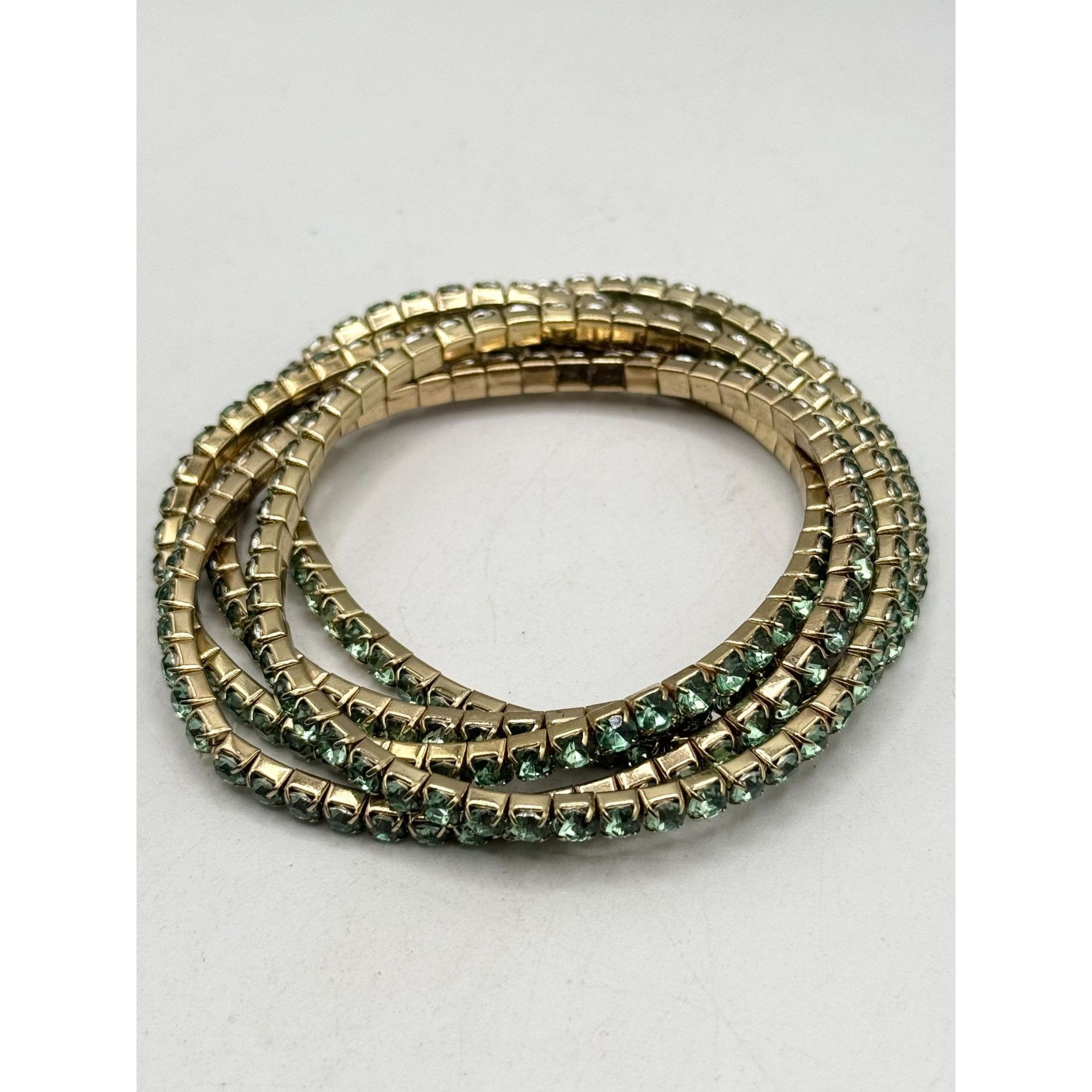 Vintage Vintage green rhinestone stretch five strand bracelet set Size ONE SIZE - 3 Thumbnail