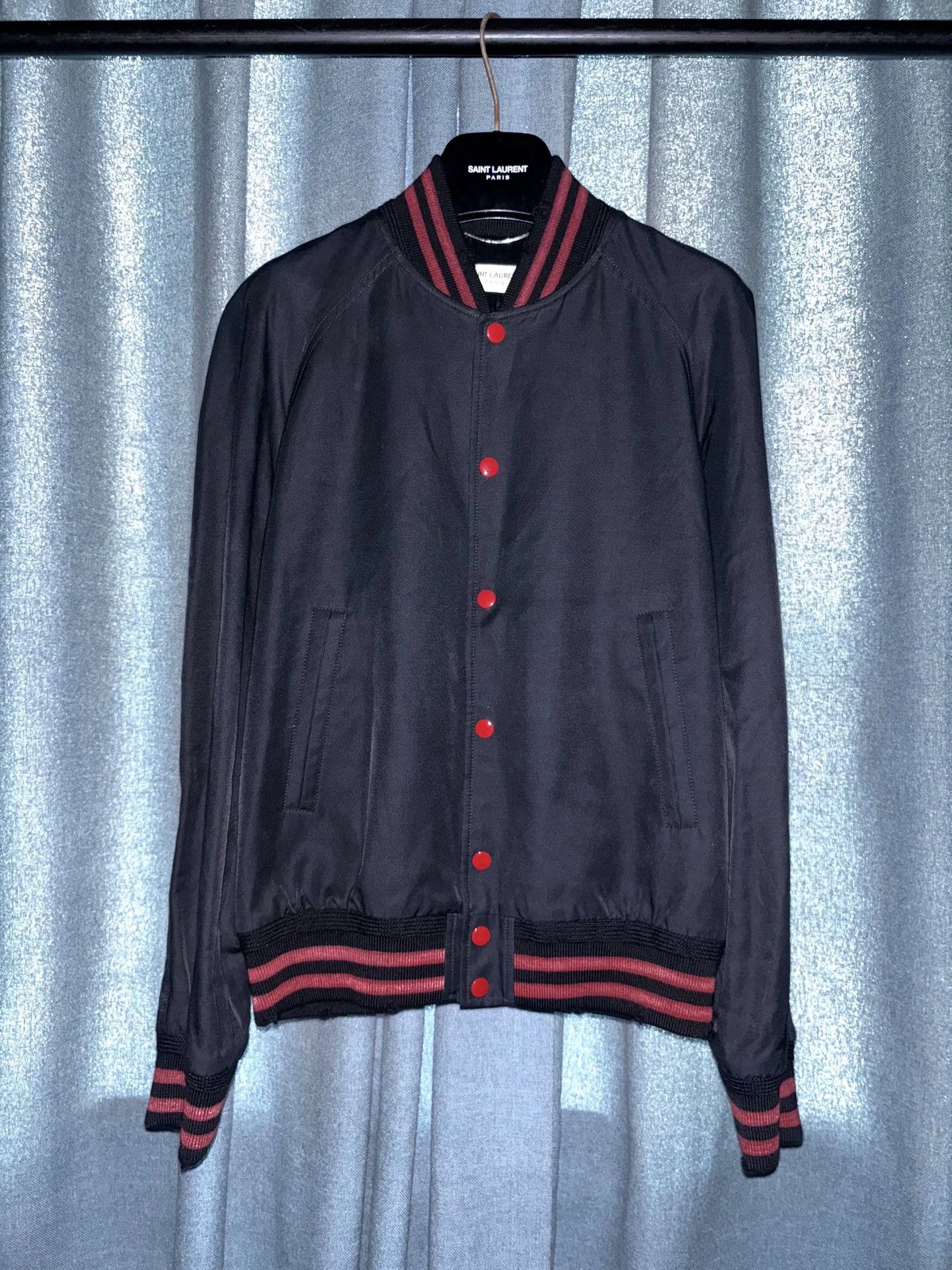 Saint Laurent Paris SLP 2017SS AV black red distressed bball jacket 48 Size US M / EU 48-50 / 2 - 1 Thumbnail
