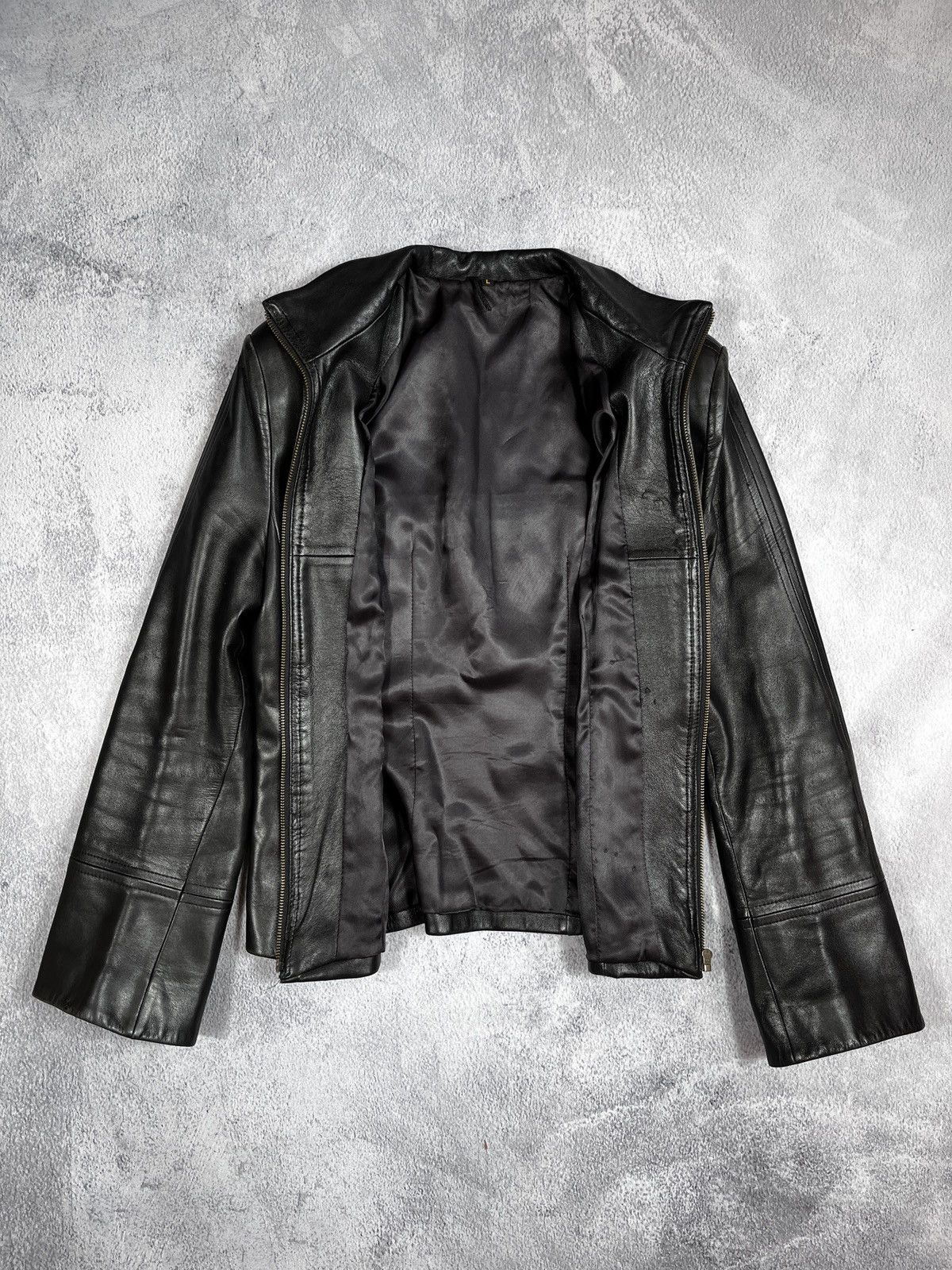Leather Vintage Y2K Flare sleeves Leather Jacket old money opium L Size L / US 10 / IT 46 - 2 Thumbnail