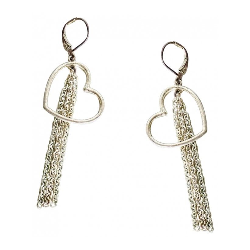 NORDSTROM REVOLVE VINTAGE offers 90s Y2K Silver Tassel Chain Link Drop Earrings Jewelry