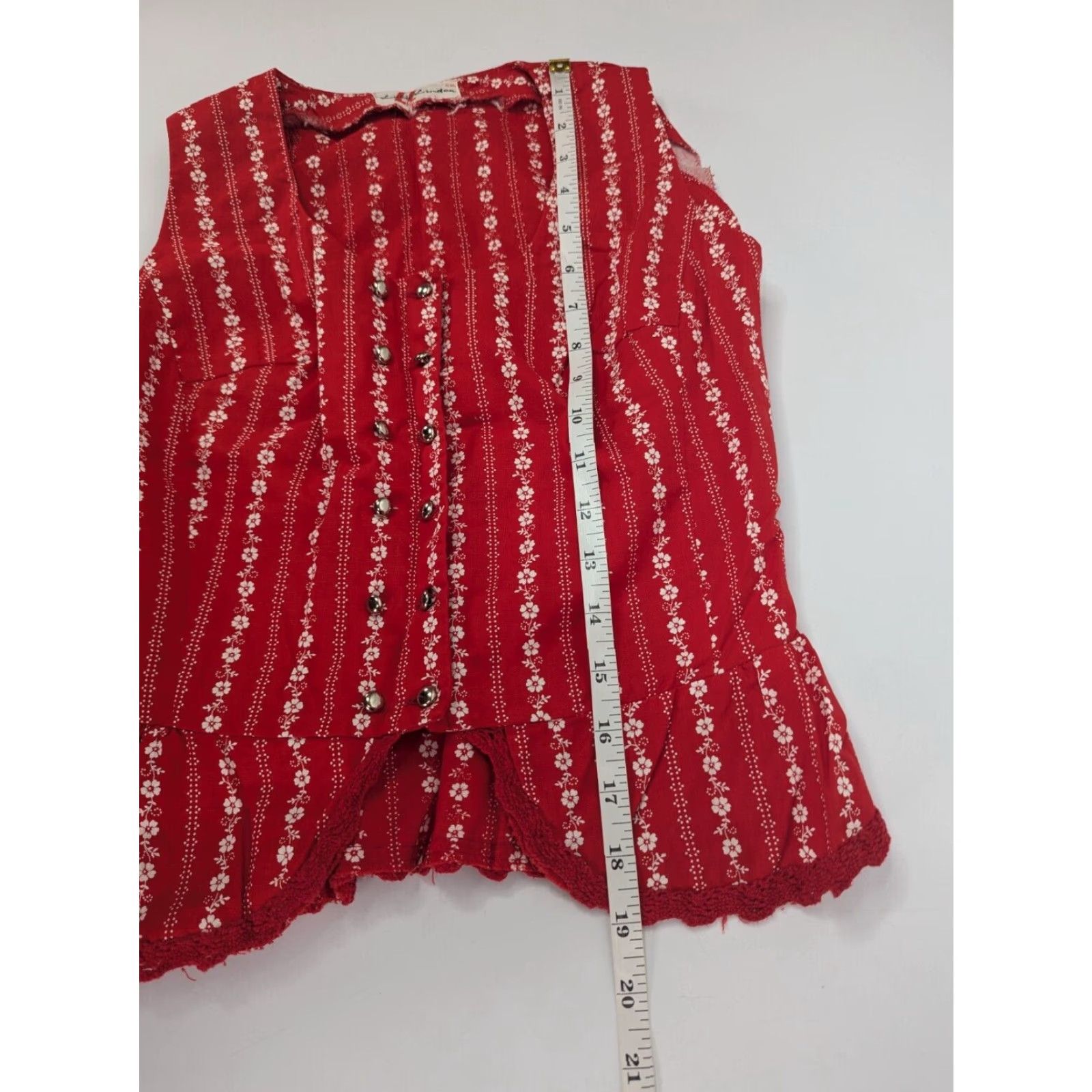 Vintage VINTAGE Lucie Linden Red Floral Vest Skirt Set 3pc 40 48 Size S / US 4 / IT 40 - 5 Thumbnail