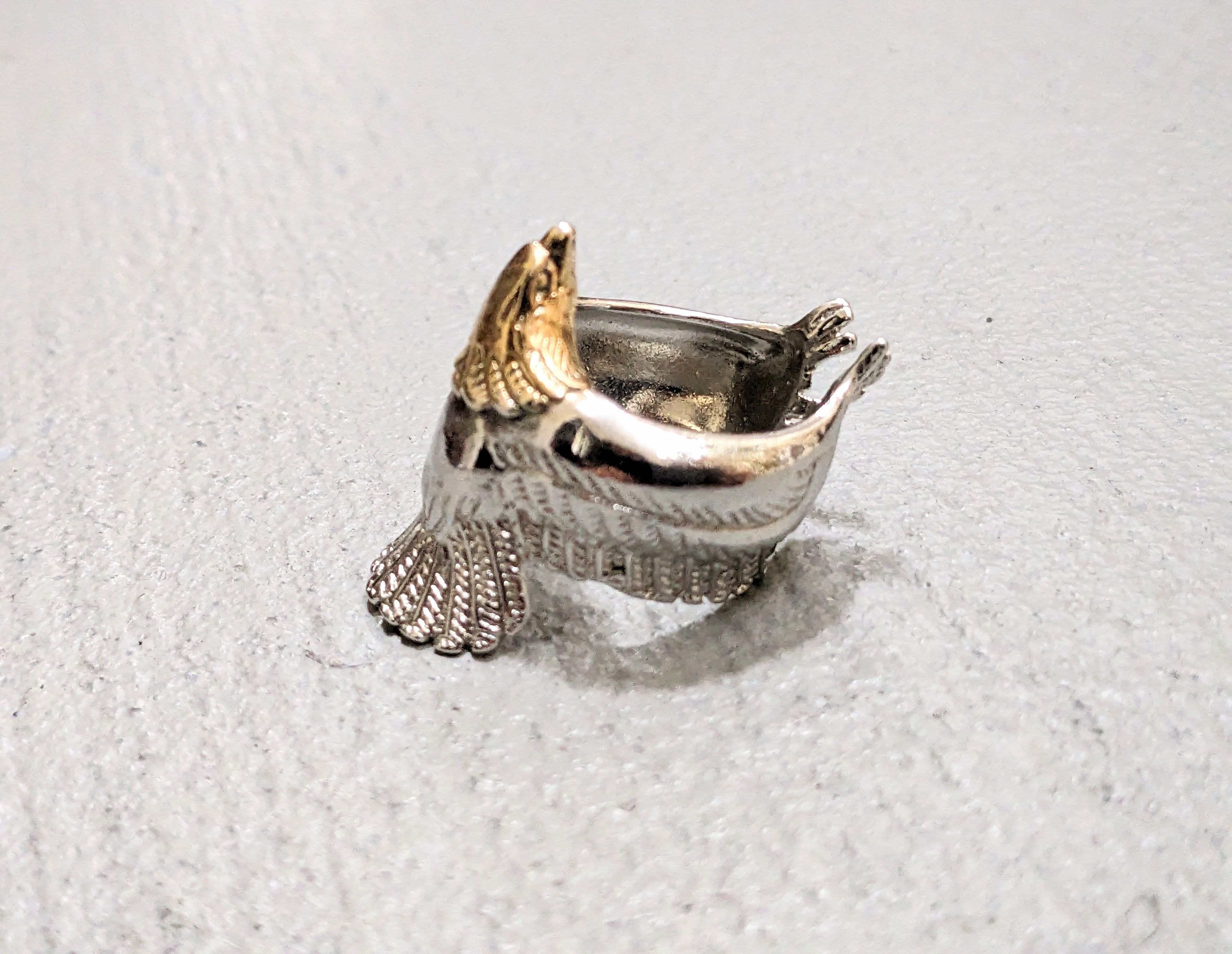 Jewelry Stainless Steel Ring Eagle Size 9 Gold Two-tone USA Size ONE SIZE - 4 Thumbnail