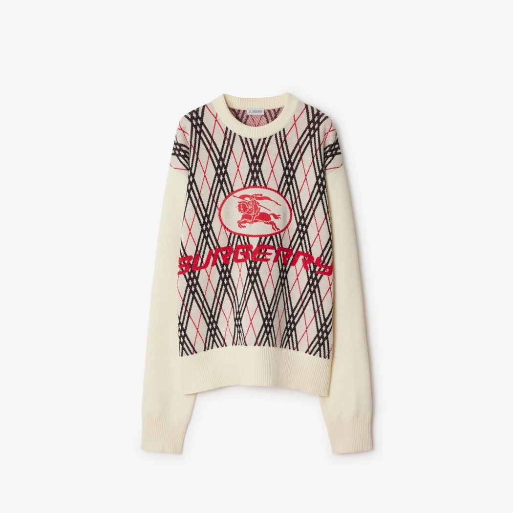 Burberry os11x0326 Argyle Check Wool Blend Sweater in Multicolor Size US L / EU 52-54 / 3 - 1 Thumbnail