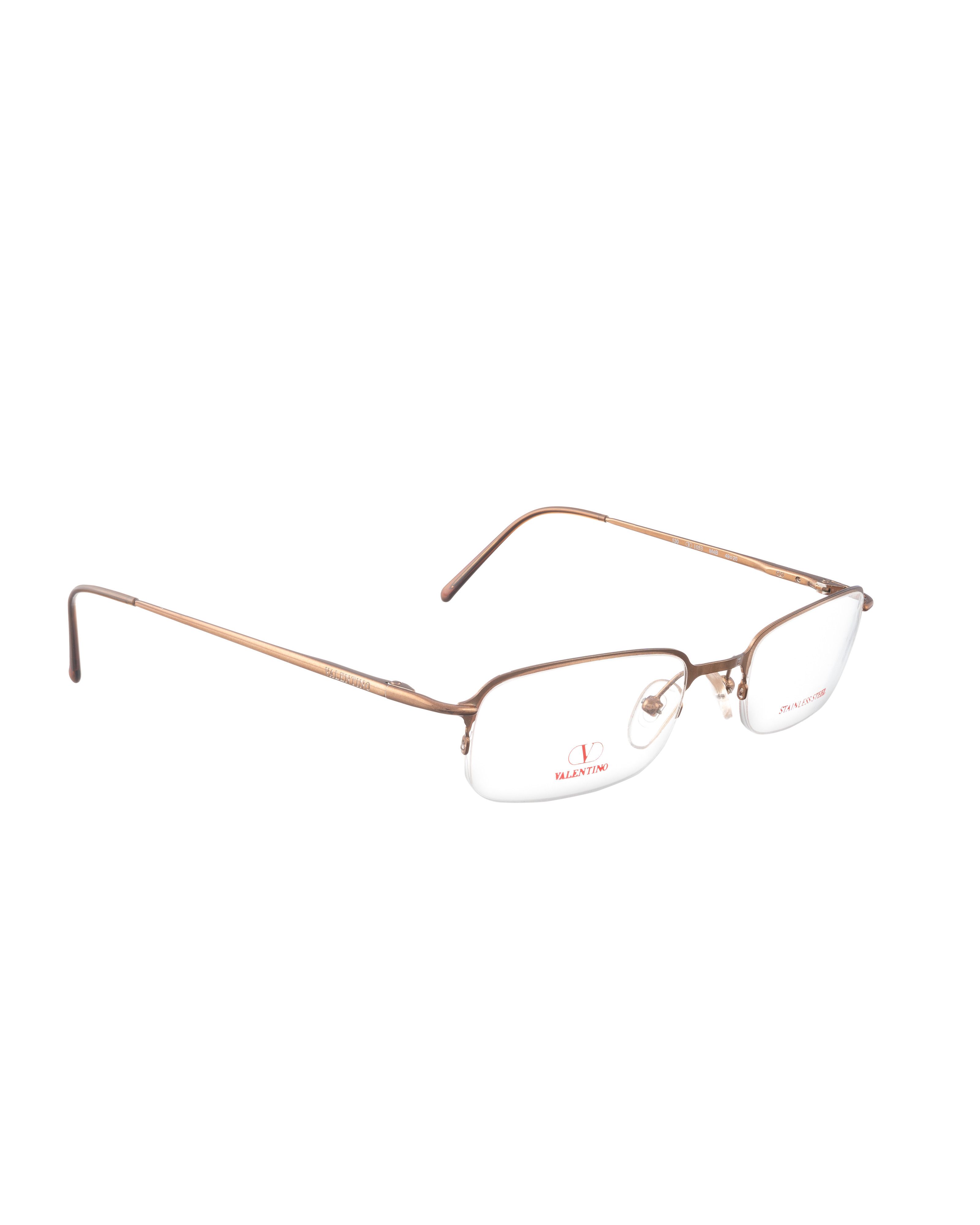 Valentino Valentino '90s Gold Rectangular Half-Rim Glasses Size ONE SIZE - 2 Thumbnail