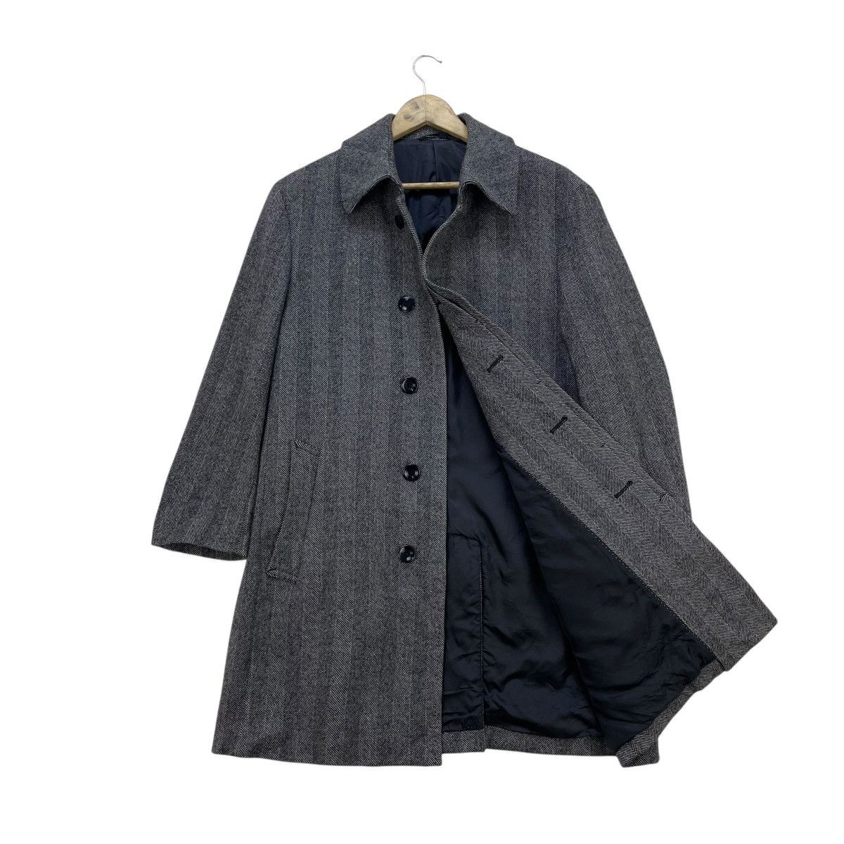 Autumn Cashmere 💥Vintage Loro Piana Herringbone Long Coat Jacket Size US L / EU 52-54 / 3 - 3 Thumbnail