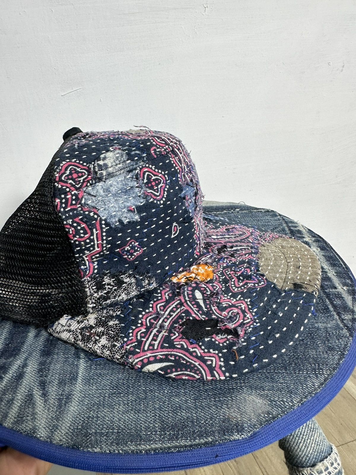Handmade Custom Made Distressed Paisley Patchwork Boro Trucker hats Size ONE SIZE - 3 Thumbnail