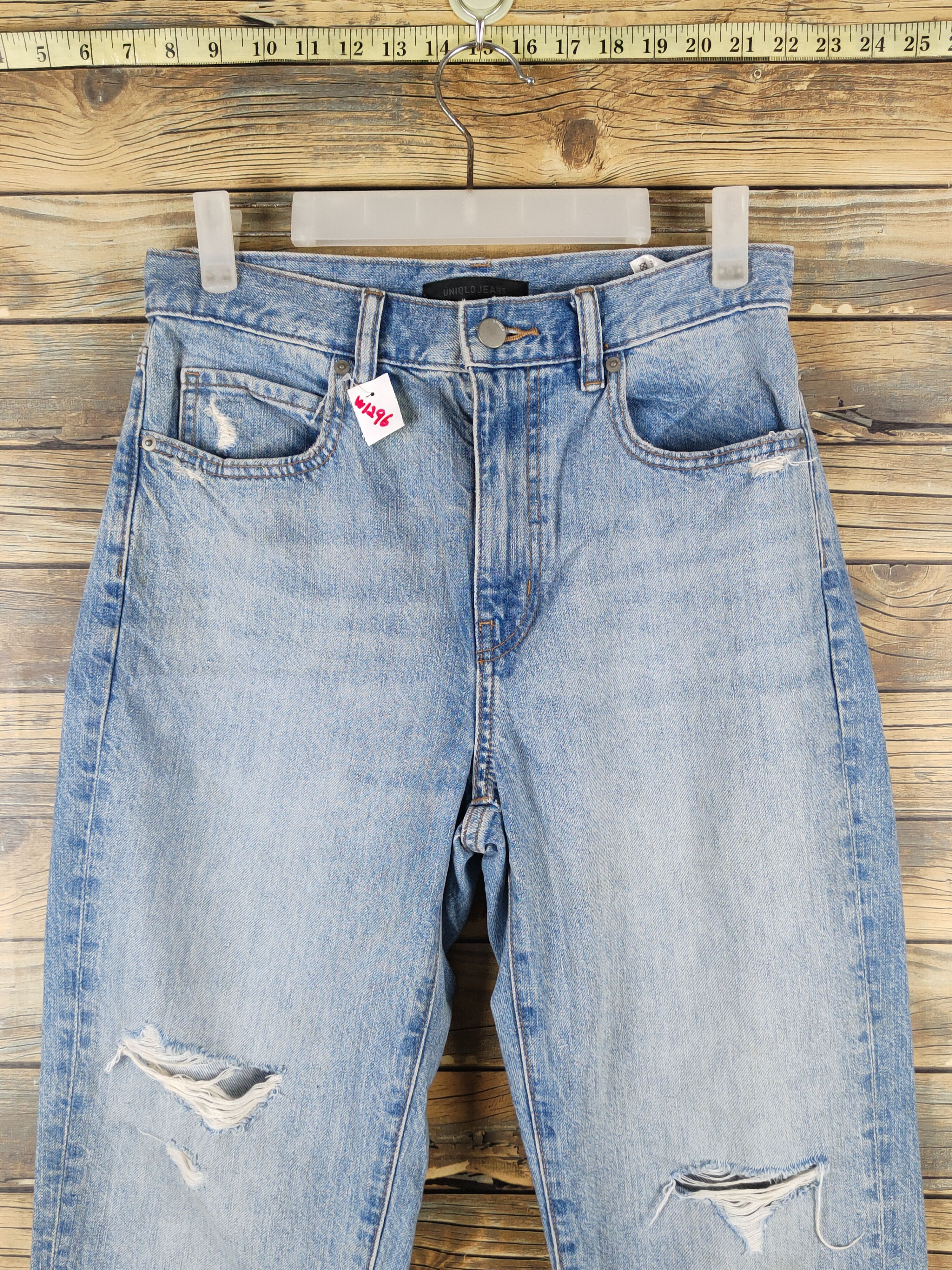 Japanese Brand Uniqlo fabric by kaihara Distress Ripped denim Jeans #W1296 Size US 27 - 2 Thumbnail
