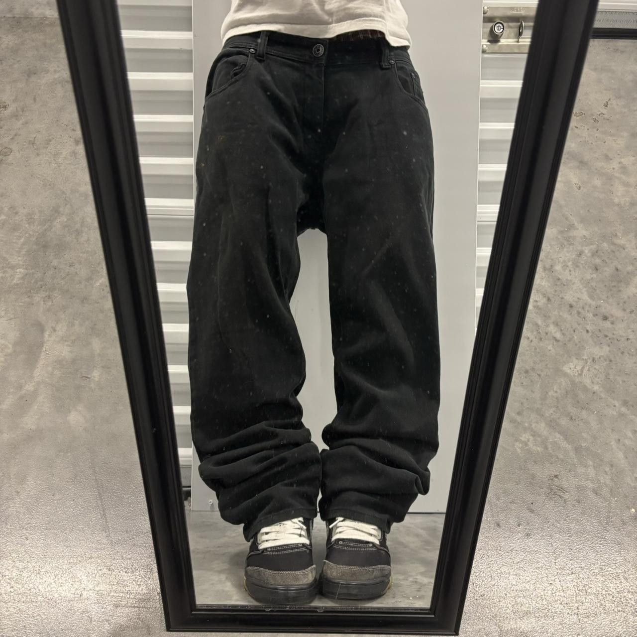 Japanese Brand × Vintage Crazy Vintage Y2K/2000s Grunge Solid Black Essential Denim Jeans! Size US 36 / EU 52 - 1 Thumbnail