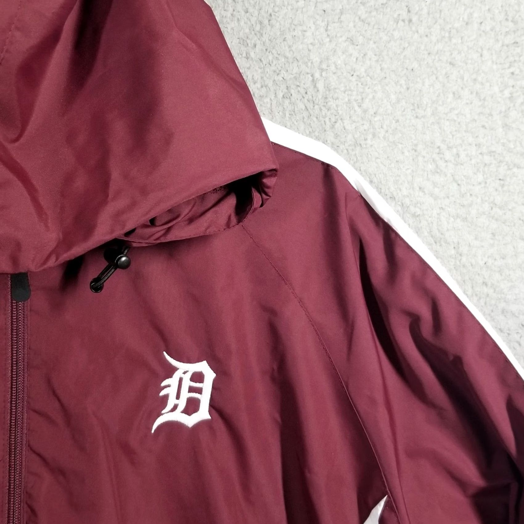 Vintage Detroit Tigers Jacket Sport-Tek Men's 3XL Hooded Full Zip Raglan Windshirt Maroon MLB Coat Jacket Size US XXL / EU 58 / 5 - 2 Thumbnail
