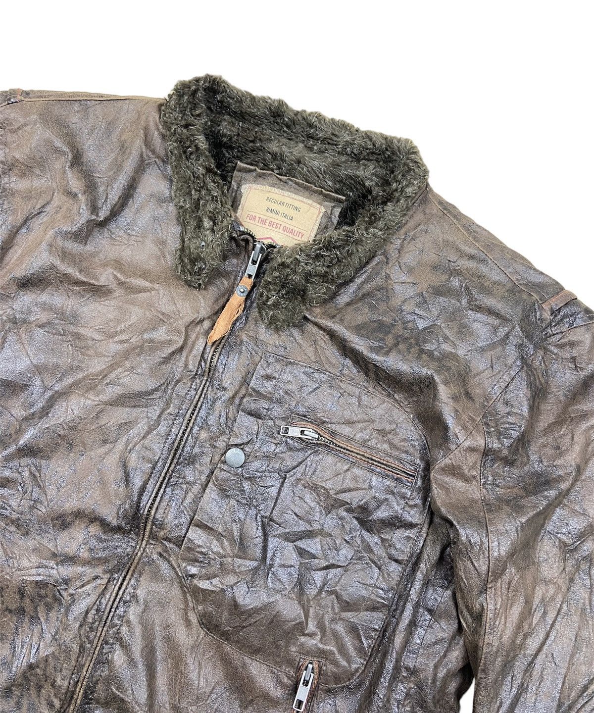 Leather × Vintage Vintage 90’s Ball Fleece Single Pocket Faded Leather Jacket Size US XL / EU 56 / 4 - 2 Thumbnail