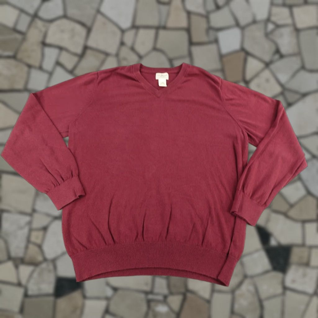 Vintage VINTAGE L.L. Bean Sweater Pullover Mens Large Red Cotton Cashmere Long Sleeve V-Neck Outdoor Size US L / EU 52-54 / 3 - 1 Thumbnail