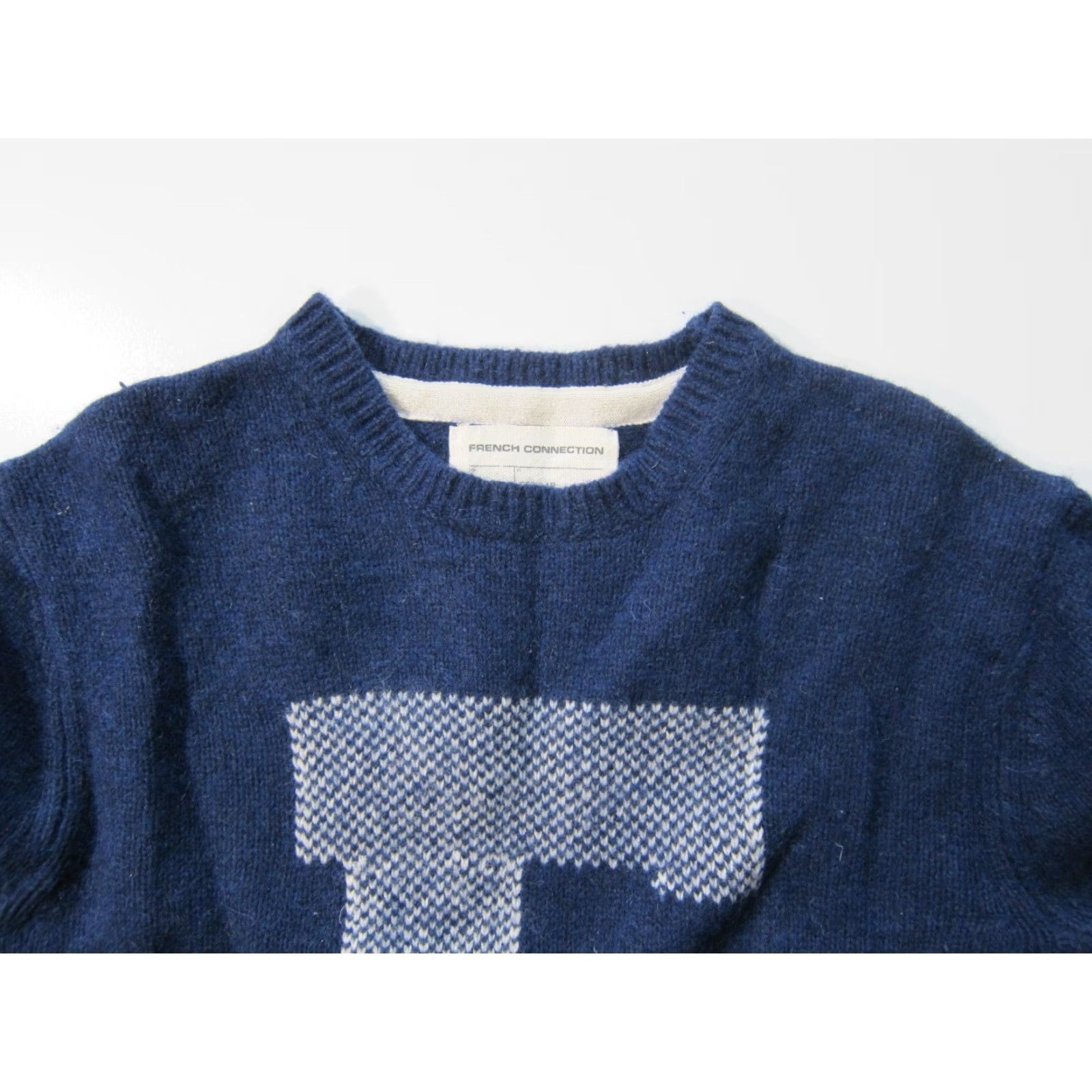 French Connection French Connection Wool Blue White F Logo Long Sleeve Pullover Sweater Men Small Size US S / EU 44-46 / 1 - 4 Thumbnail