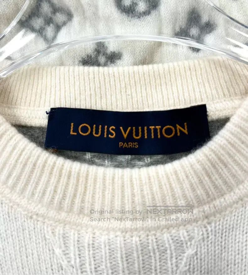 Louis Vuitton Louis Vuitton Beige back full logo cashmere knit sweater Size US L / EU 52-54 / 3 - 3 Thumbnail
