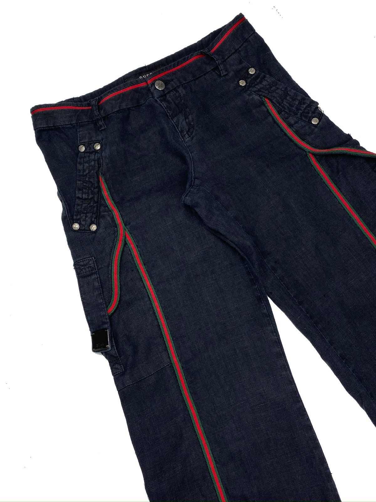 Gucci × Vintage GUCCI SS2007 Y2K MENS CARGO PANTS WIDE LEG BLACK COTTON 28 Size US 28 / EU 44 - 3 Thumbnail