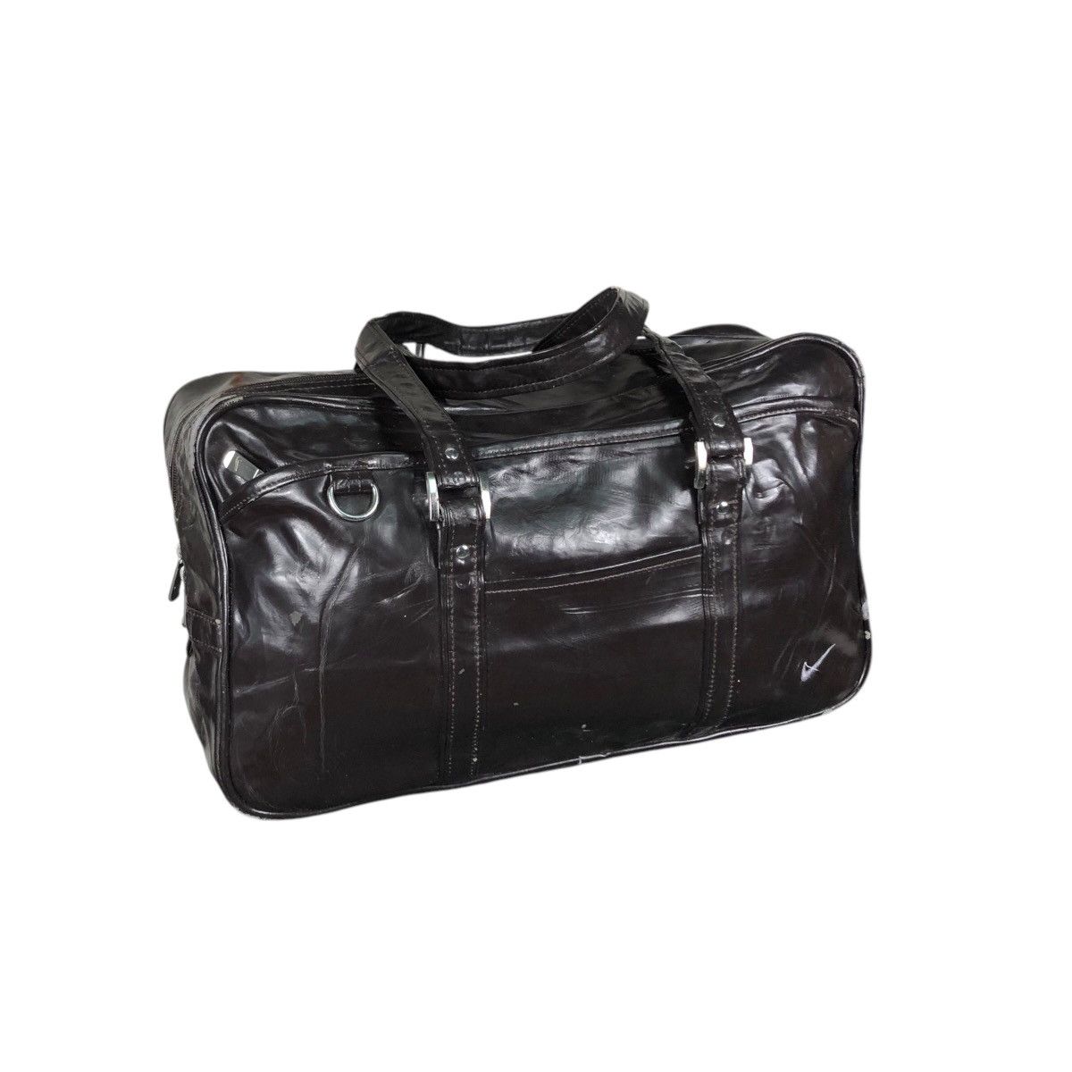 Nike 📌Vintage Soft Leather Hand Carry Luggage Nike Big Swoosh Size ONE SIZE - 2 Thumbnail