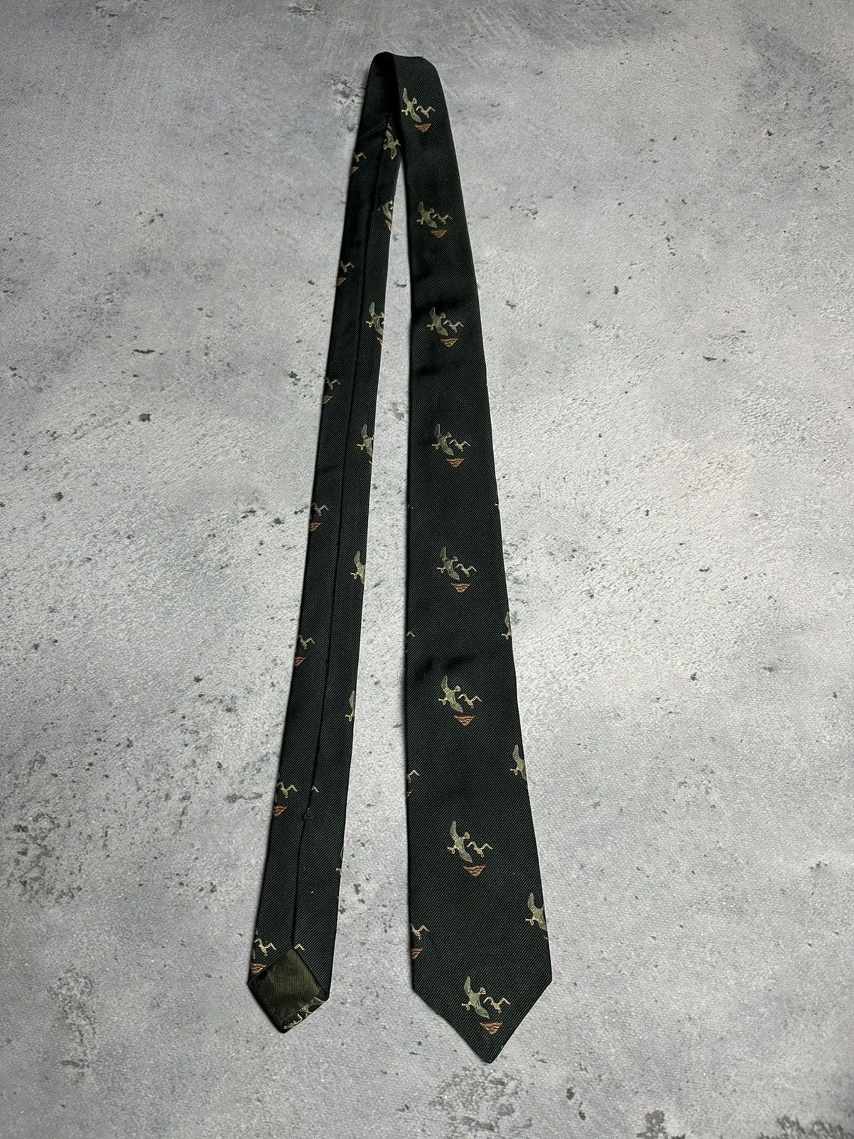 Kiton Kiton Tie Green Dark Olive Bird Duck Vintage Silk Tie 00s Size ONE SIZE - 6 Thumbnail