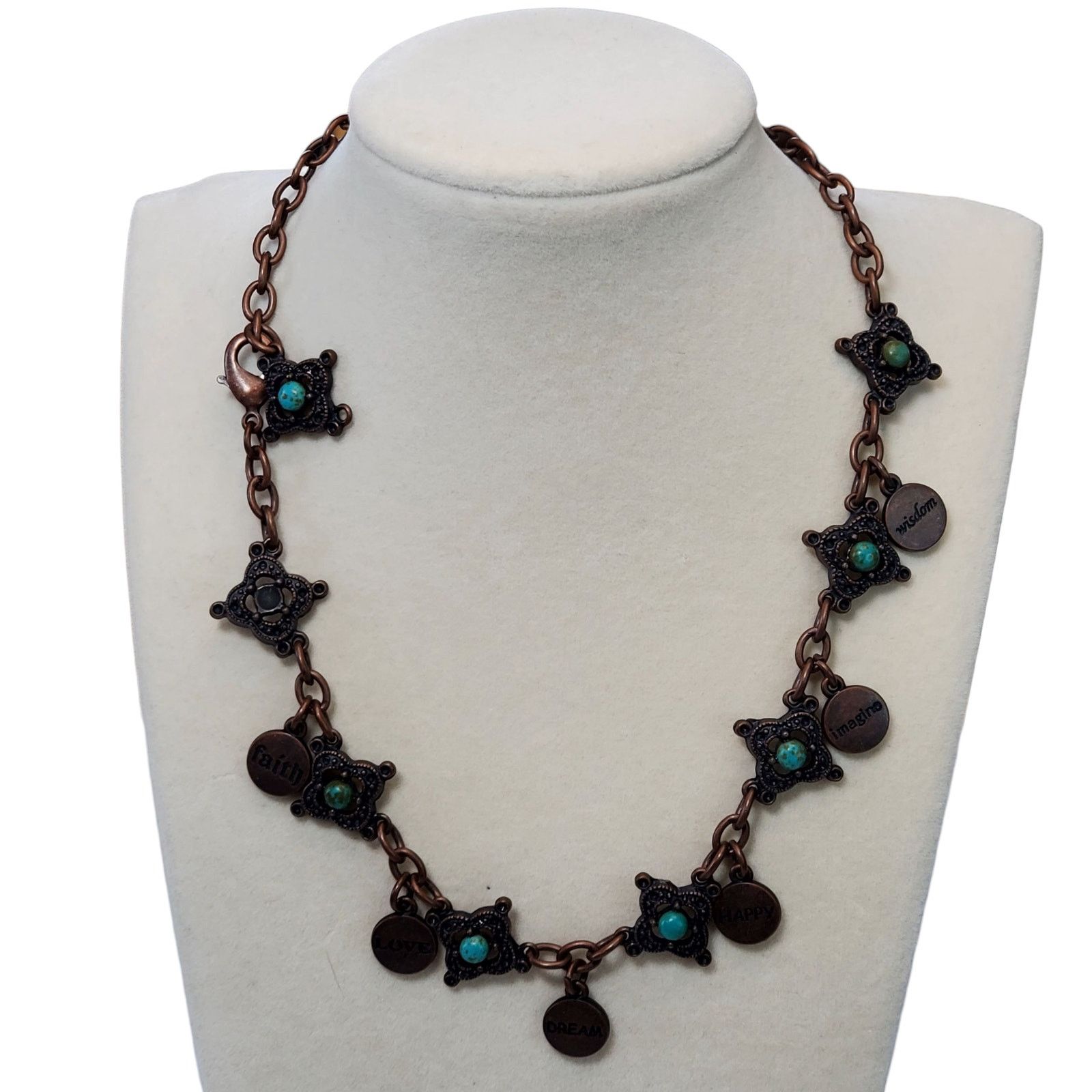 Other Faux Turquoise Necklace Charm Dangle Lobster Closure 15" Size ONE SIZE - 1 Thumbnail